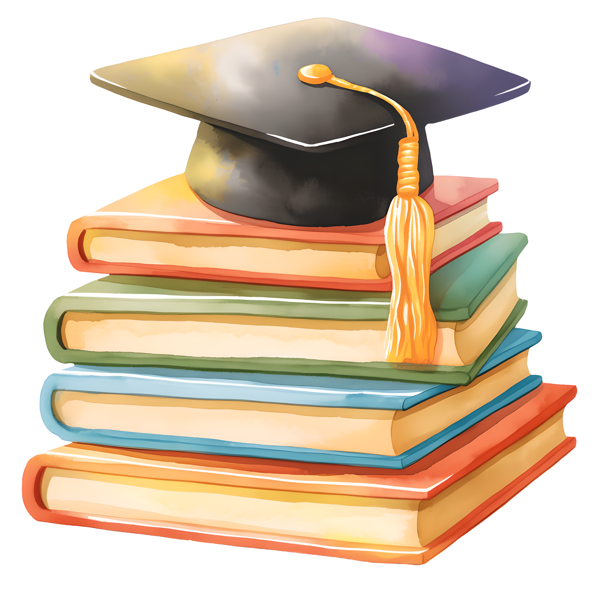 Graduation cap and book elements