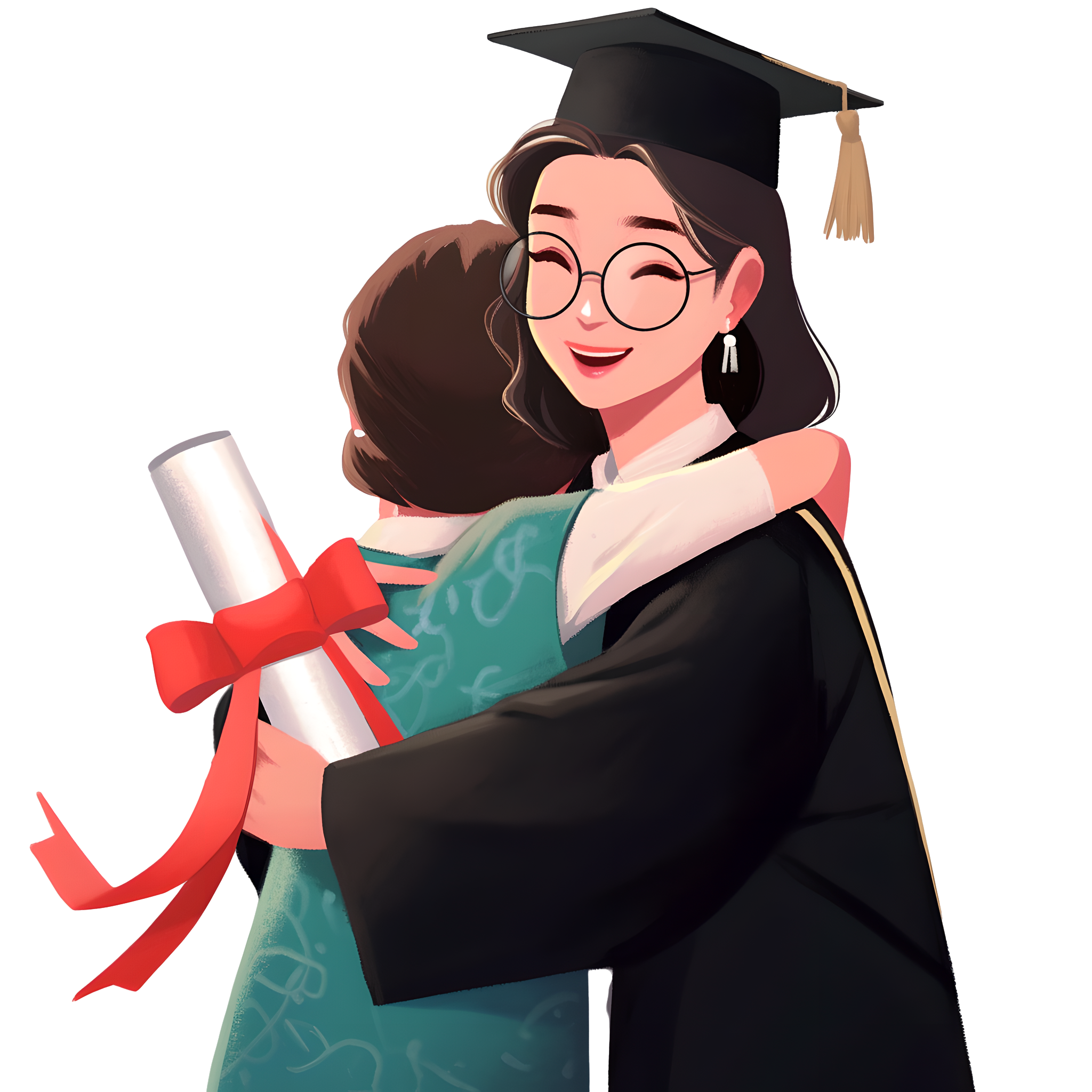 Graduation season hug illustration
