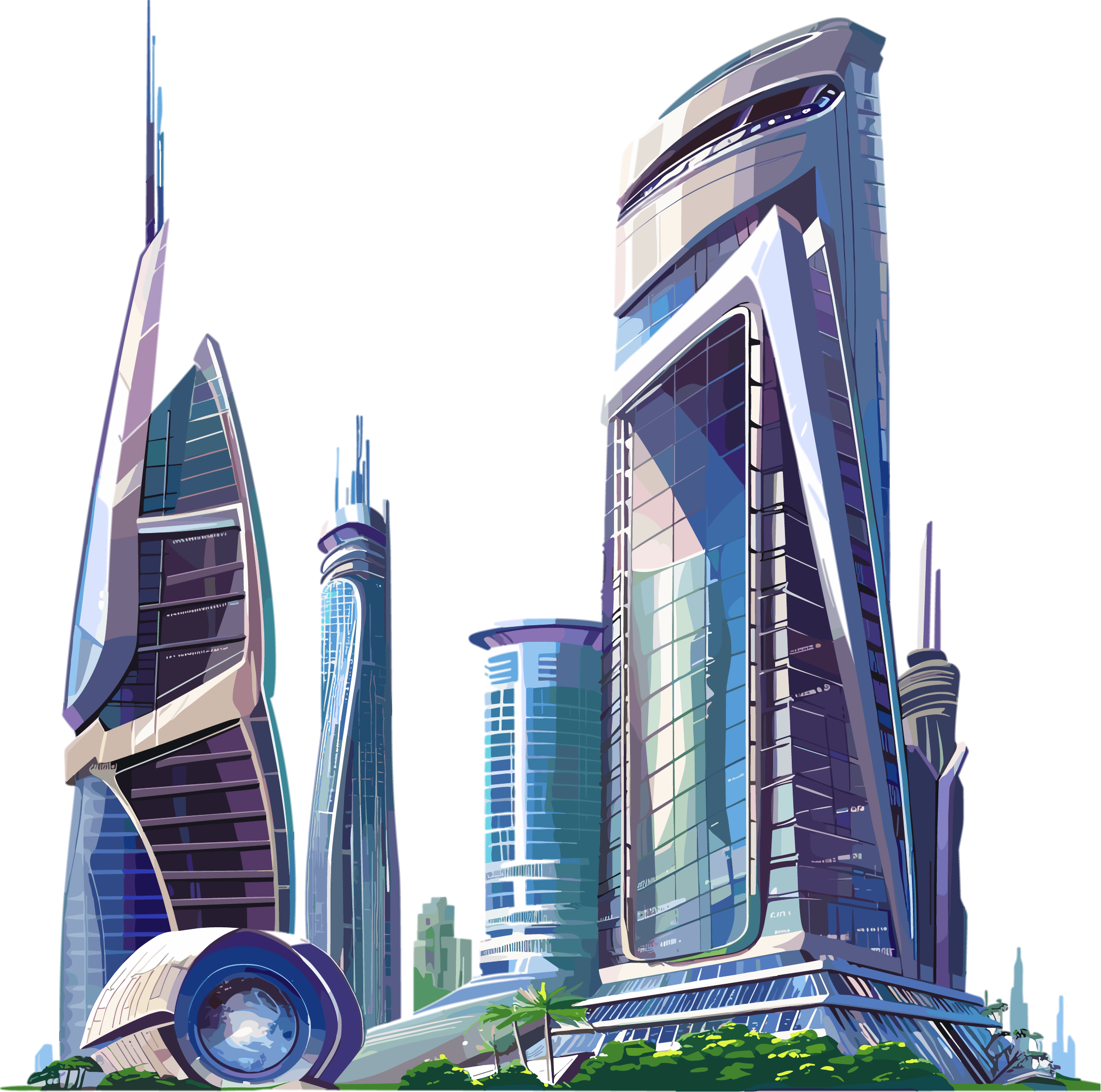Future City PNG Graphic Material