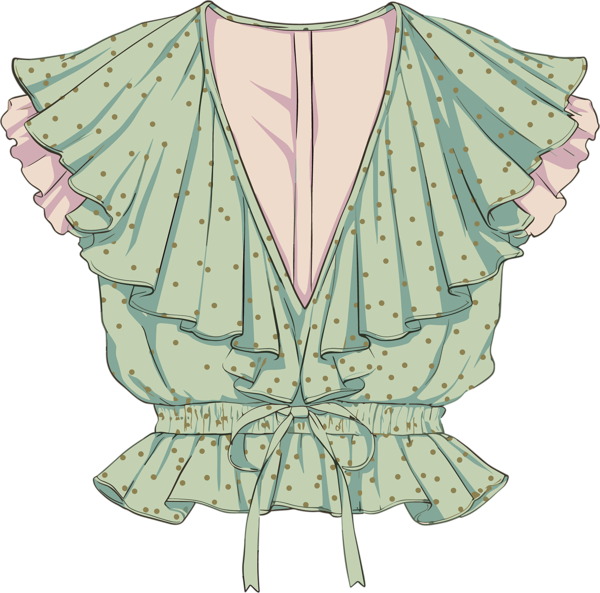 Little flying sleeve shirt fashion illustration