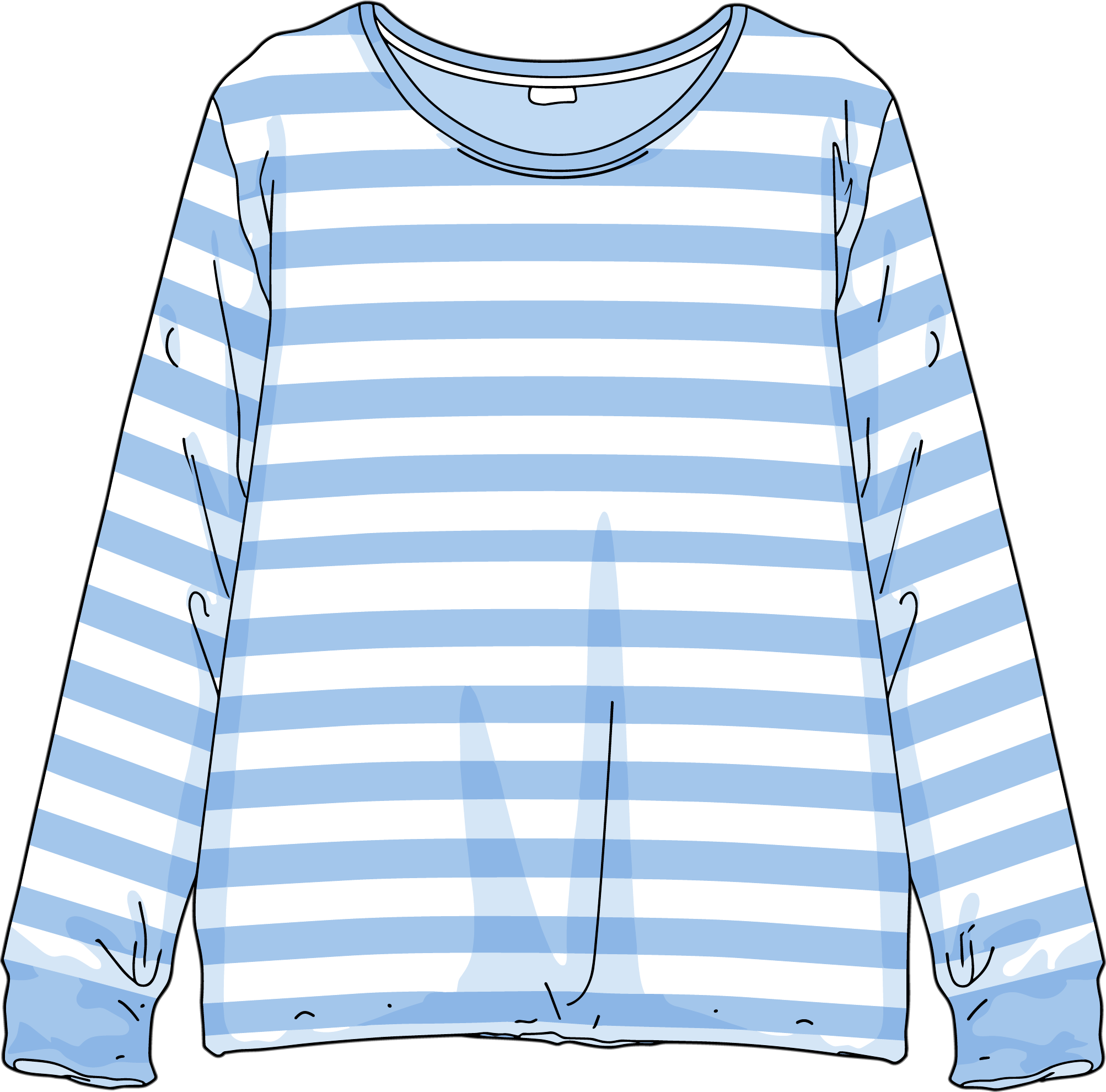 Blue and white striped long-sleeve fashion material