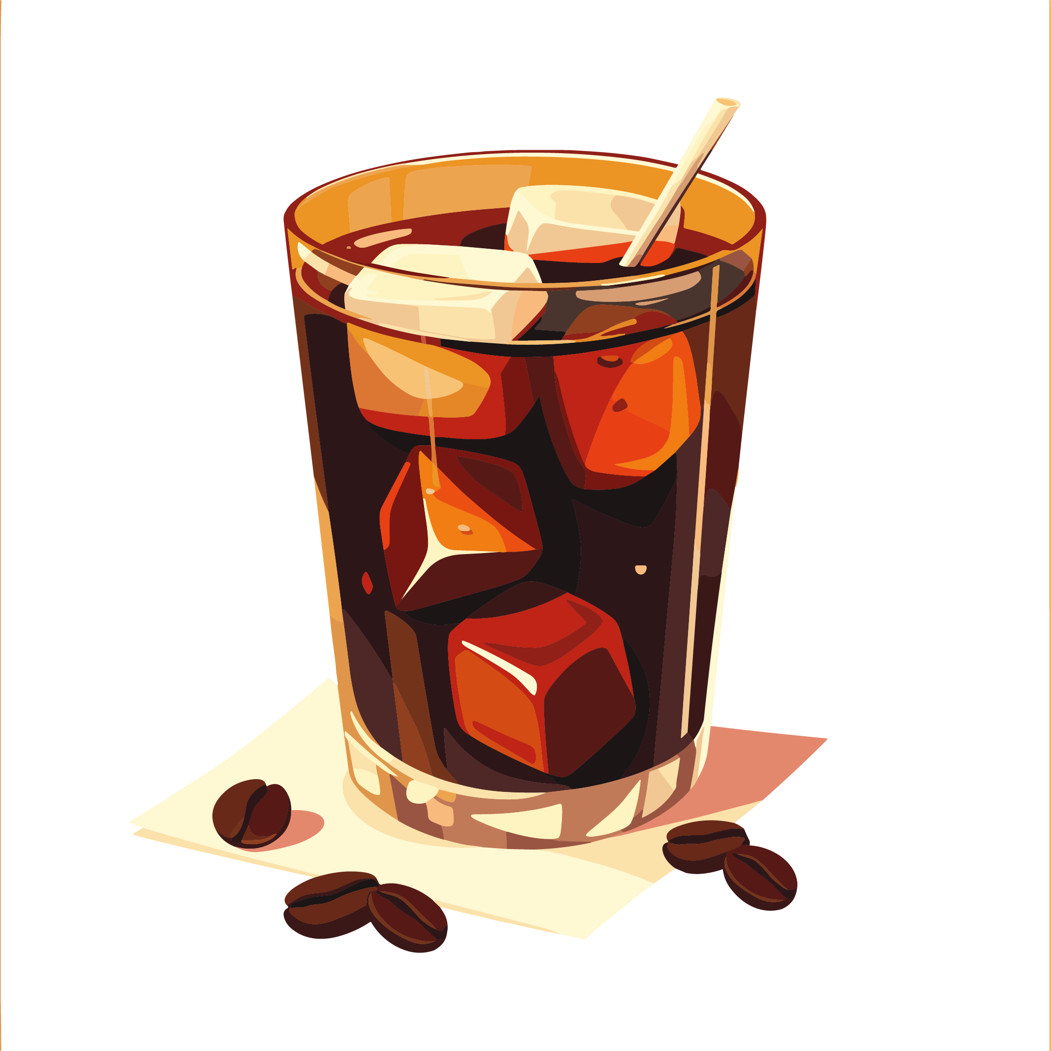 High-definition graphic illustration of black coffee