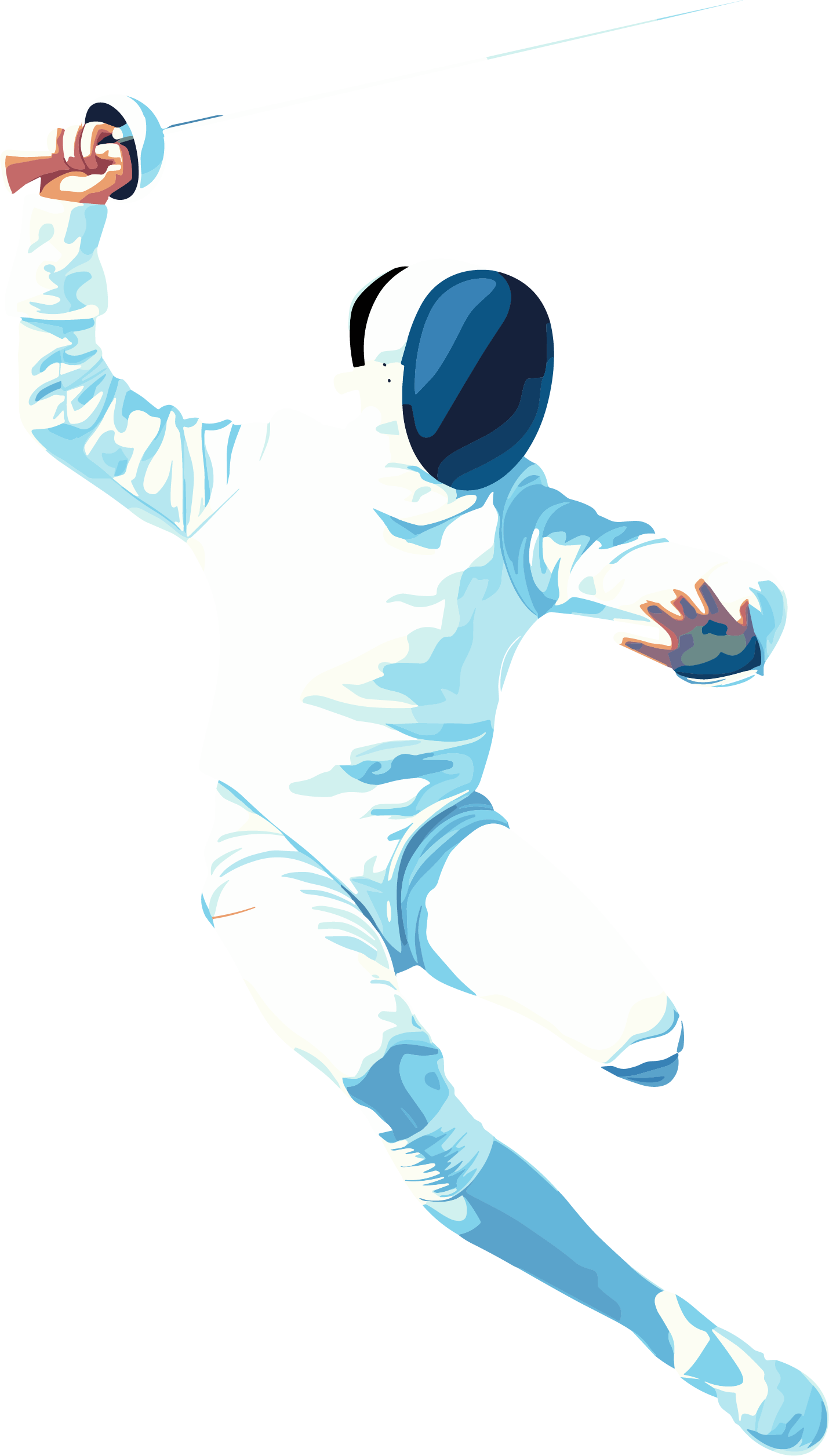 Illustration of a fencing match