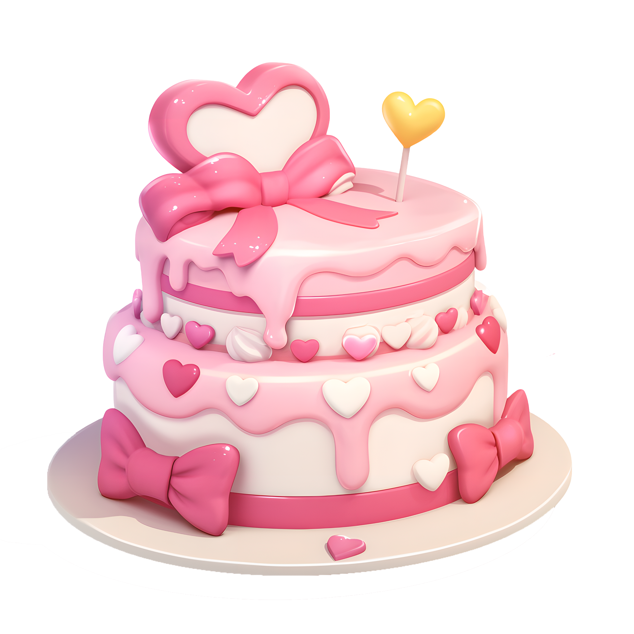 3D birthday cake cute illustration