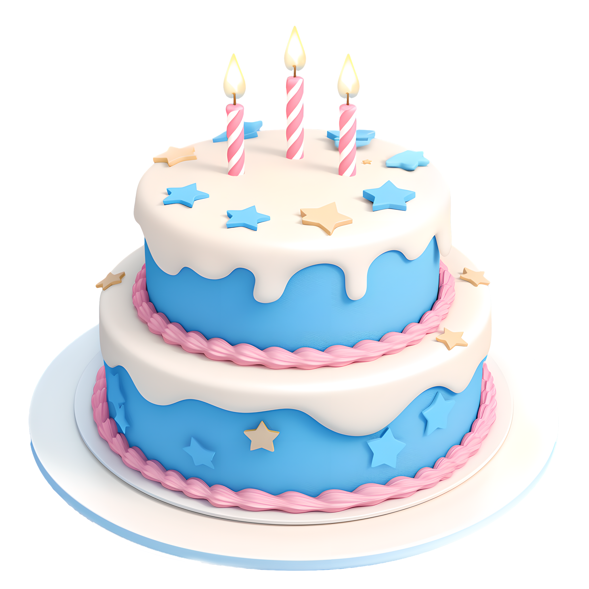 3D Birthday Cake Vector Illustration