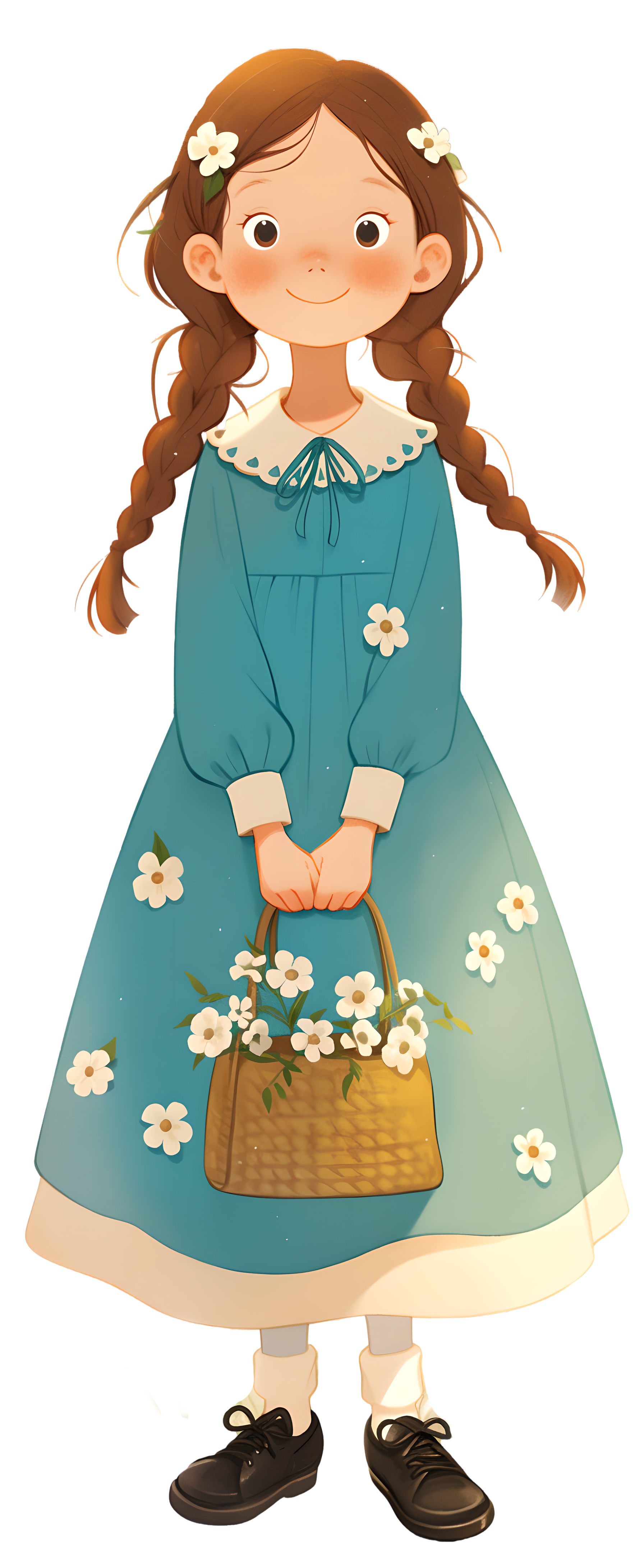 Forest-themed girl children's illustration