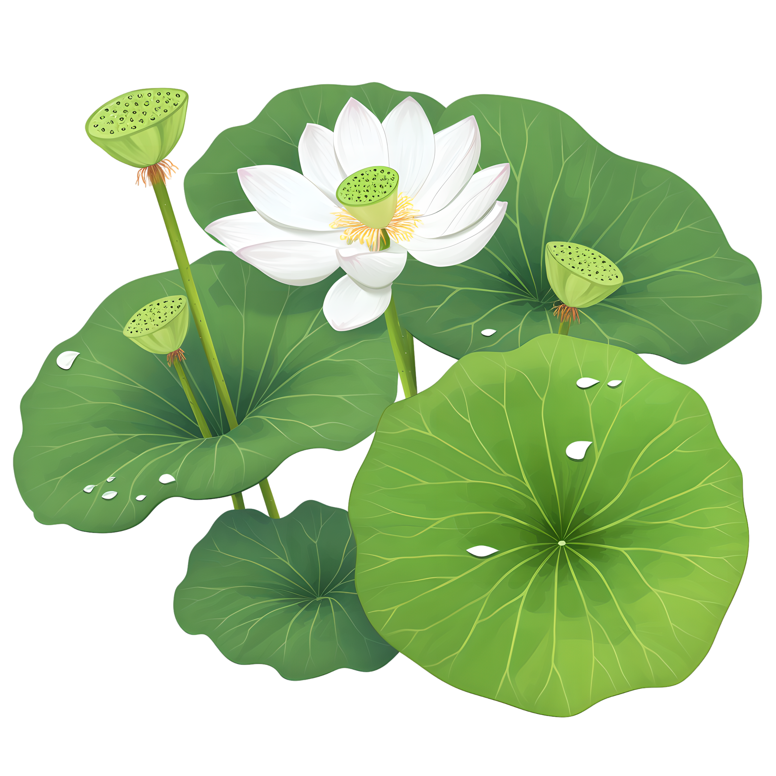 Green lotus pod element