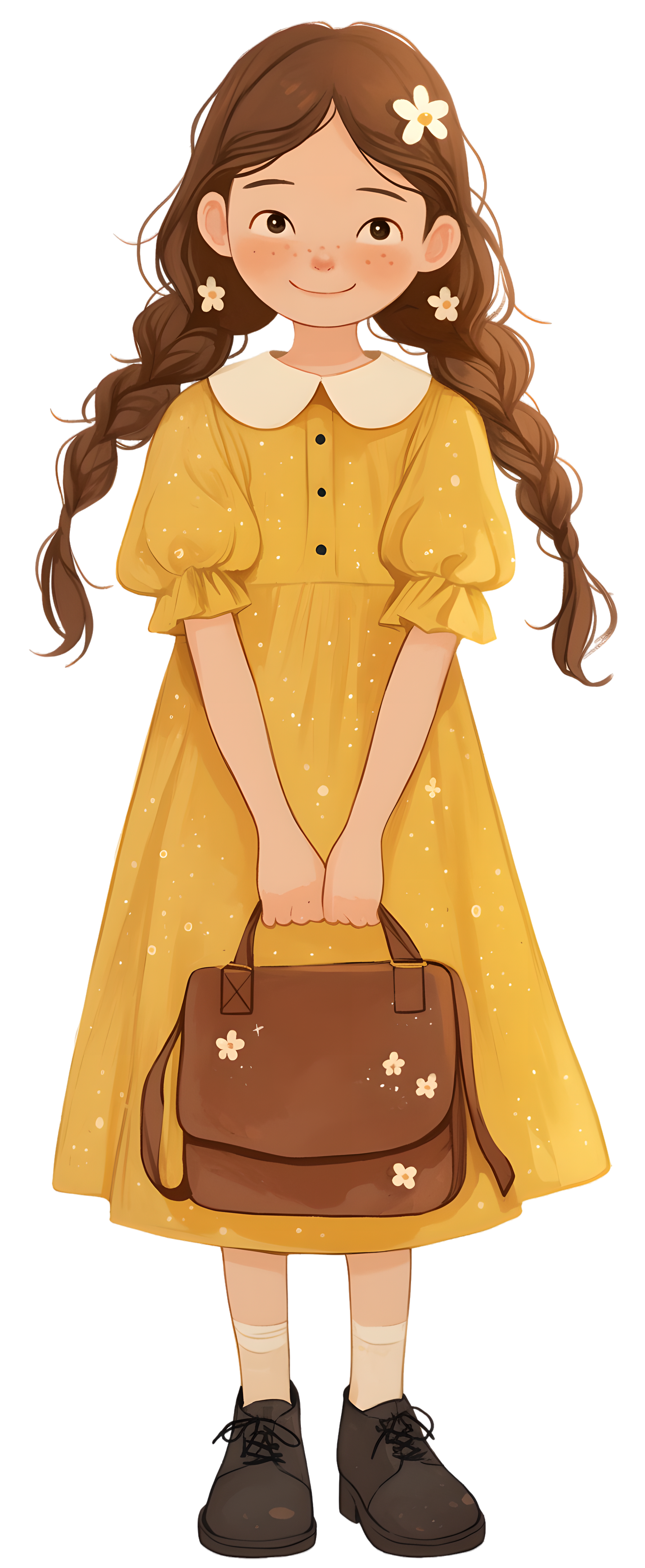 Forest-themed girl commercial design elements