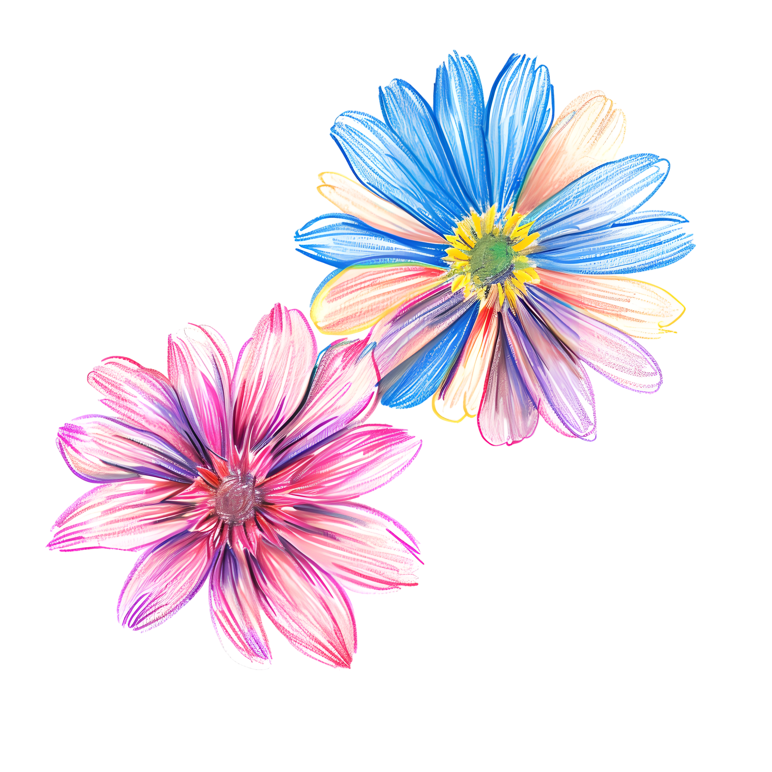 Crayon drawing of a small flower illustration