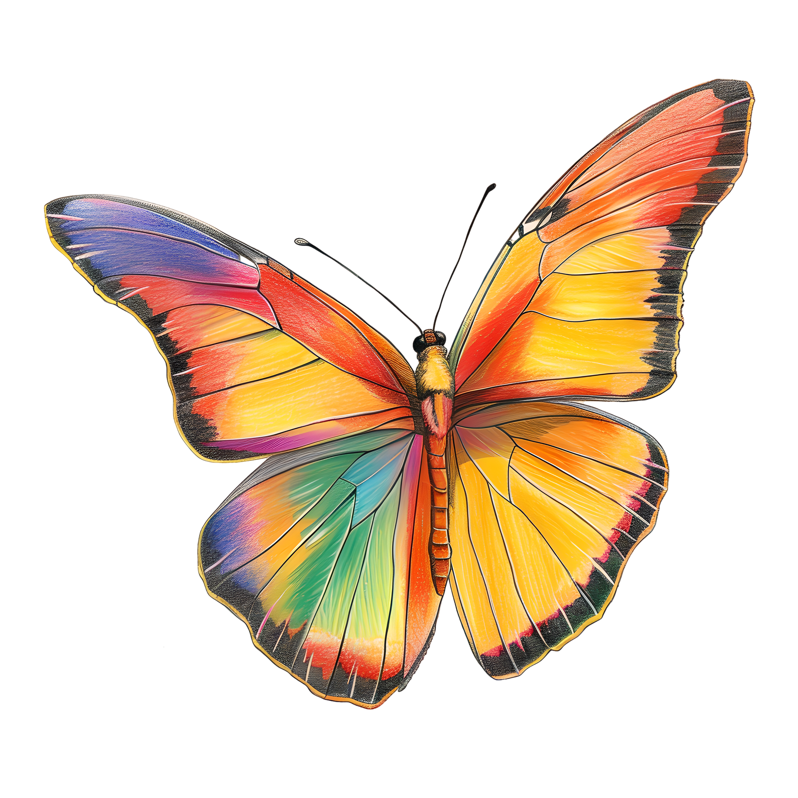 Crayon drawing of a butterfly illustration