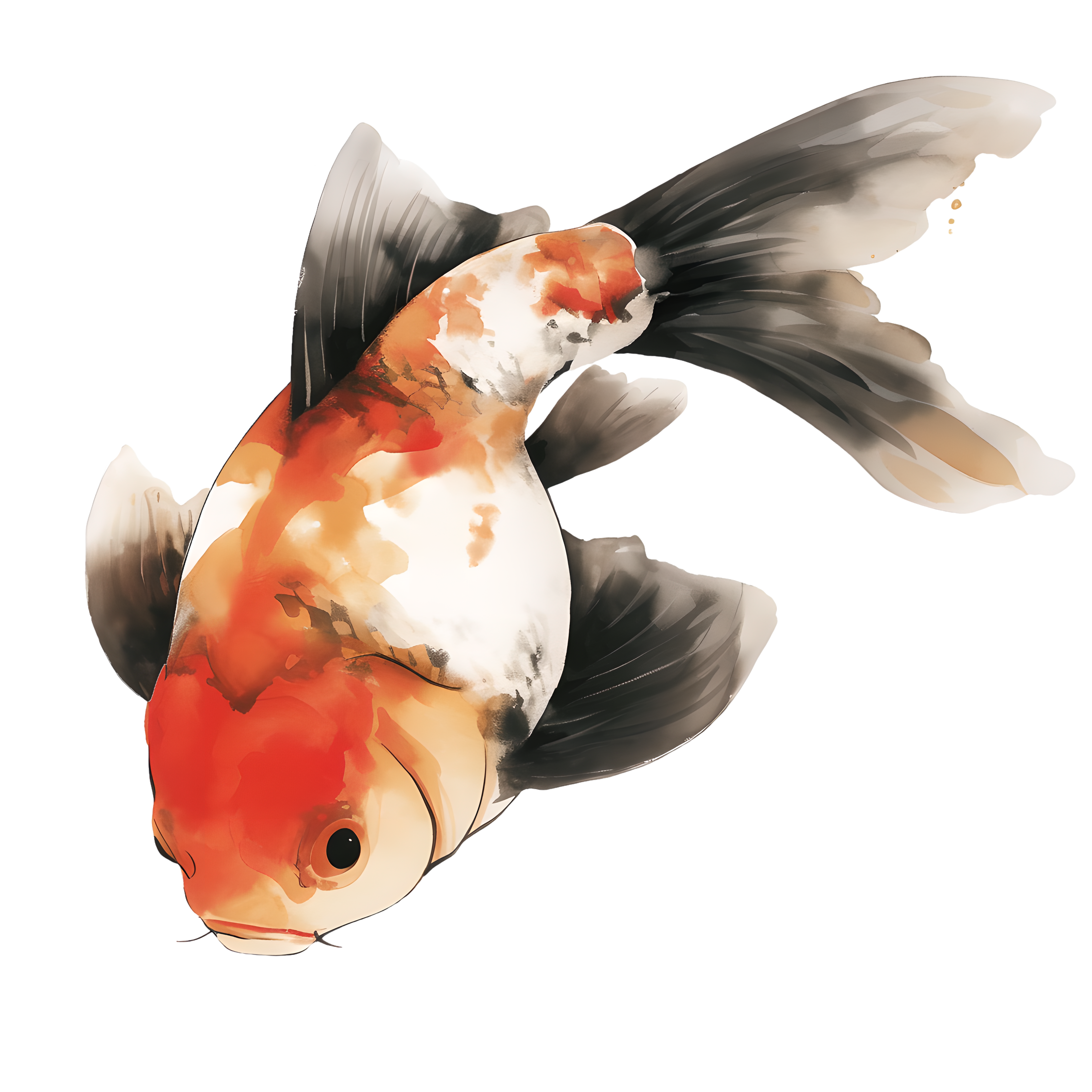 Ink wash goldfish element