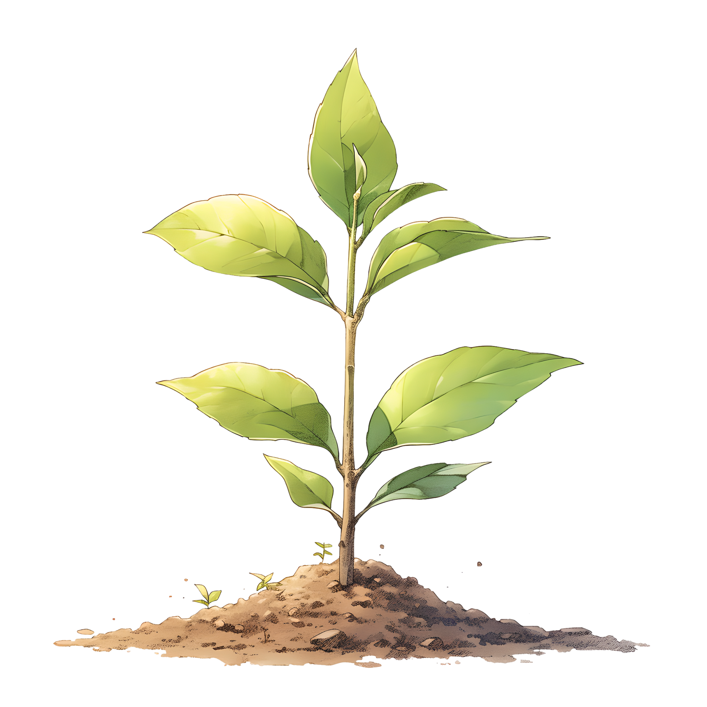 Simple line drawing materials for planting trees