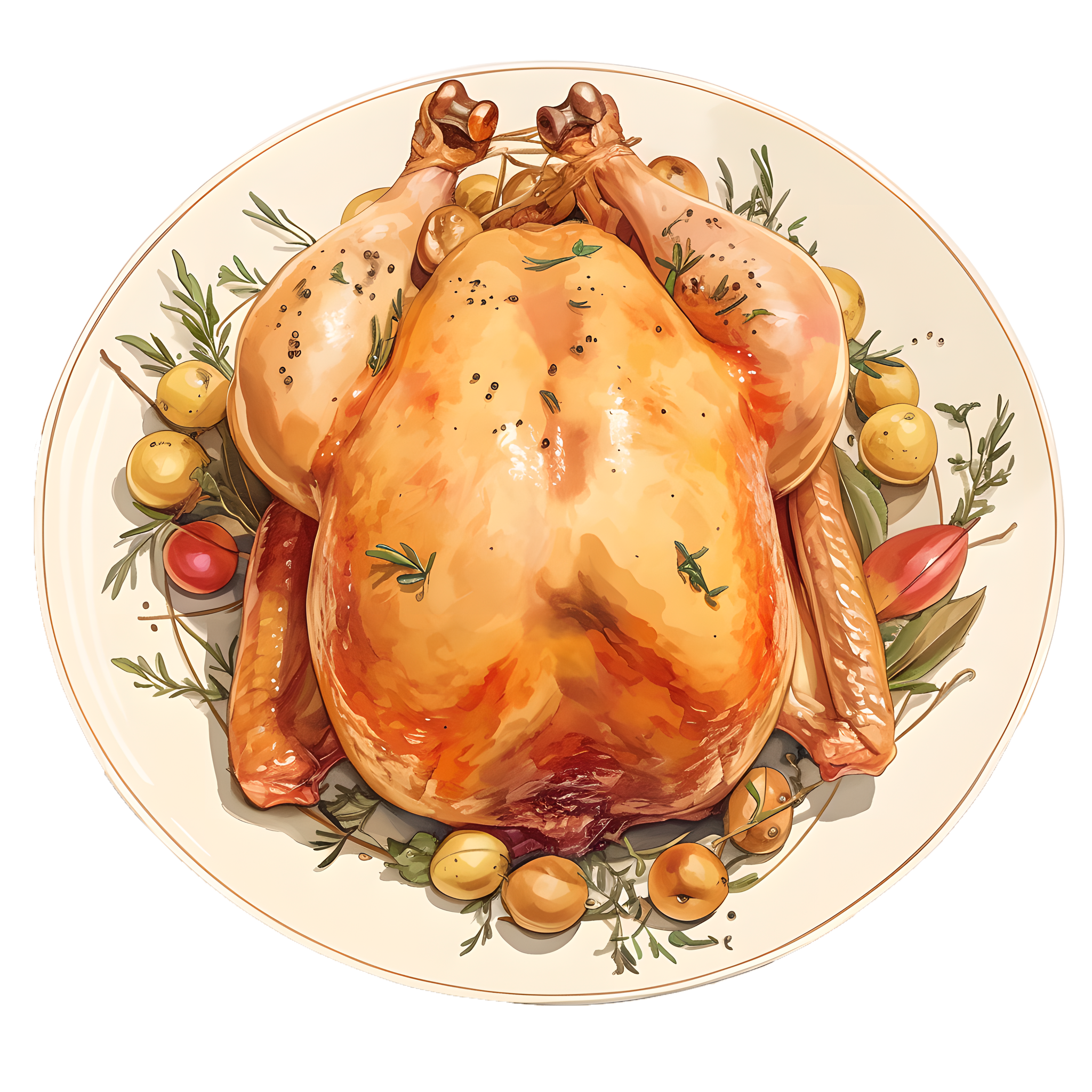 Roast turkey flat illustration