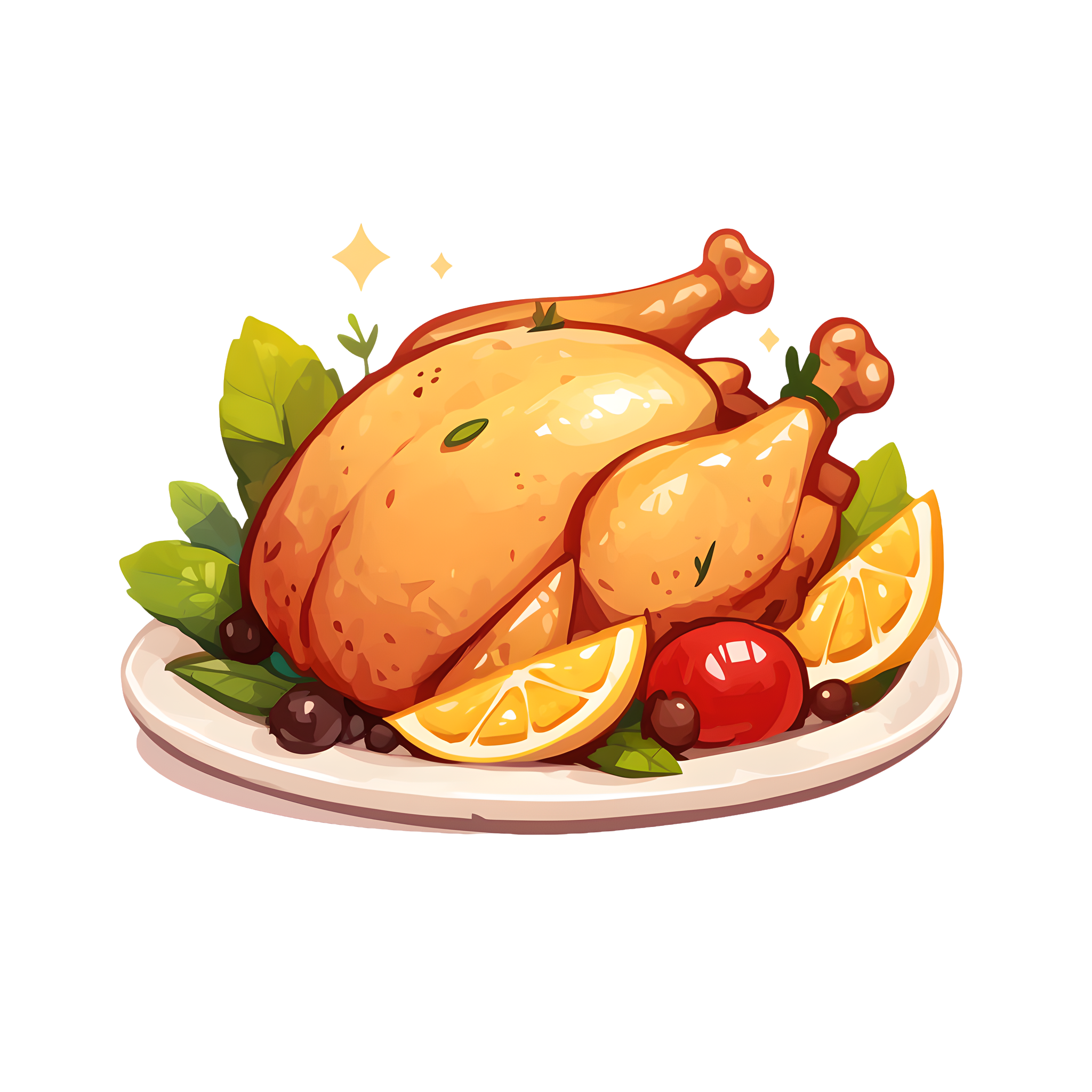Roast turkey graphic design elements