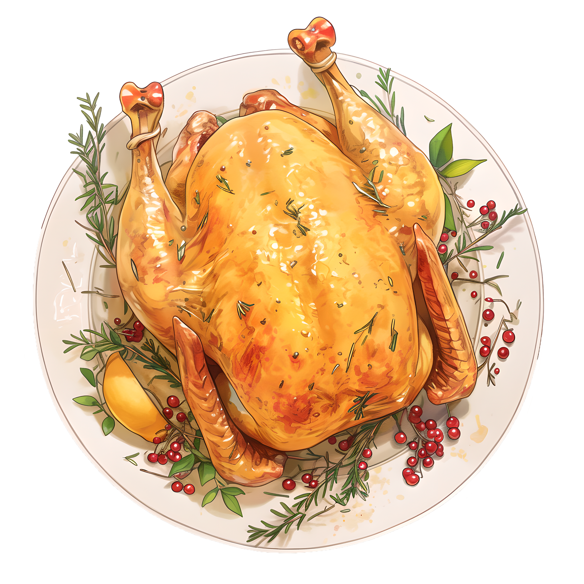 Roast turkey illustration design elements