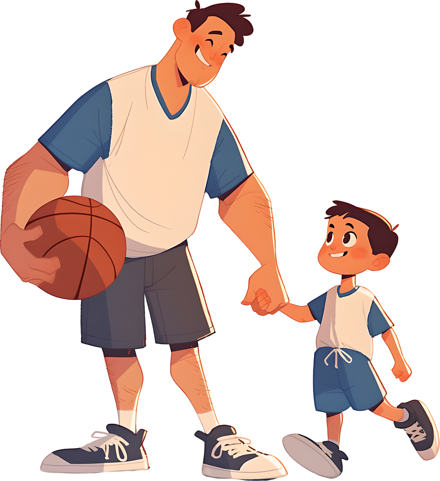 Parent-child sports father-son illustration