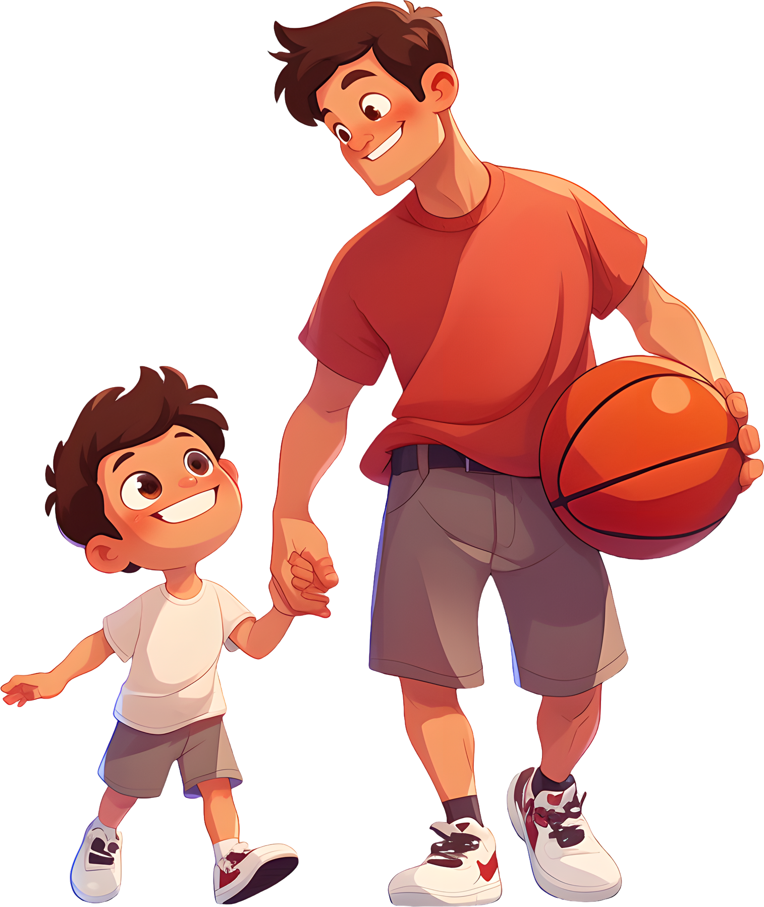 Parent-child sports father-son illustration