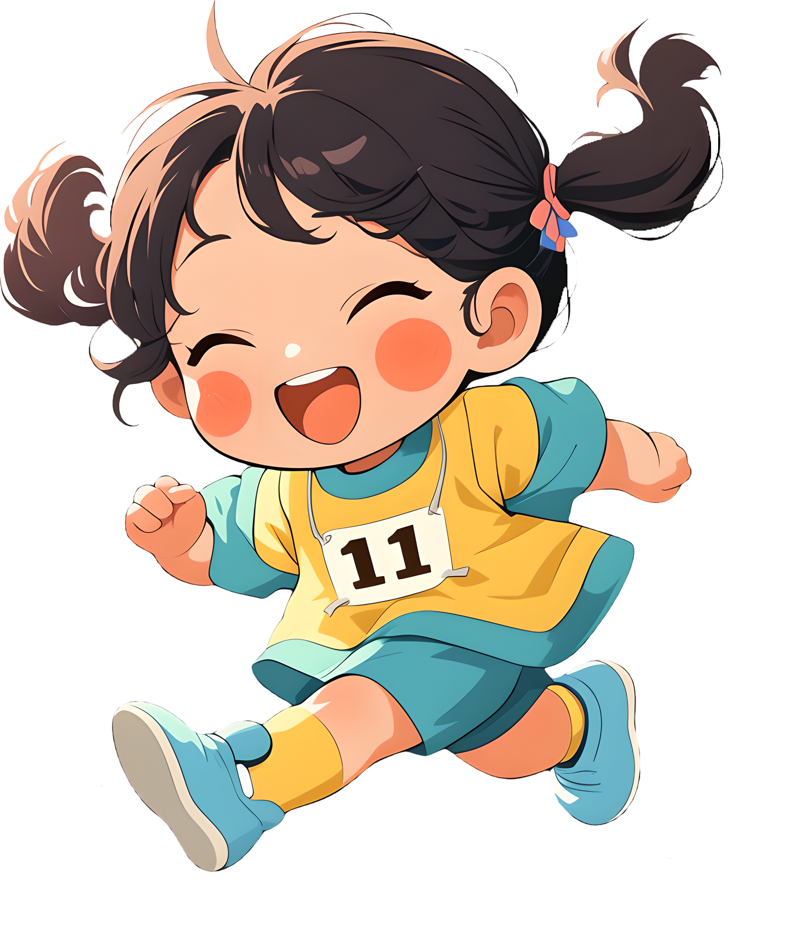 Cute girl elements for parent-child sports