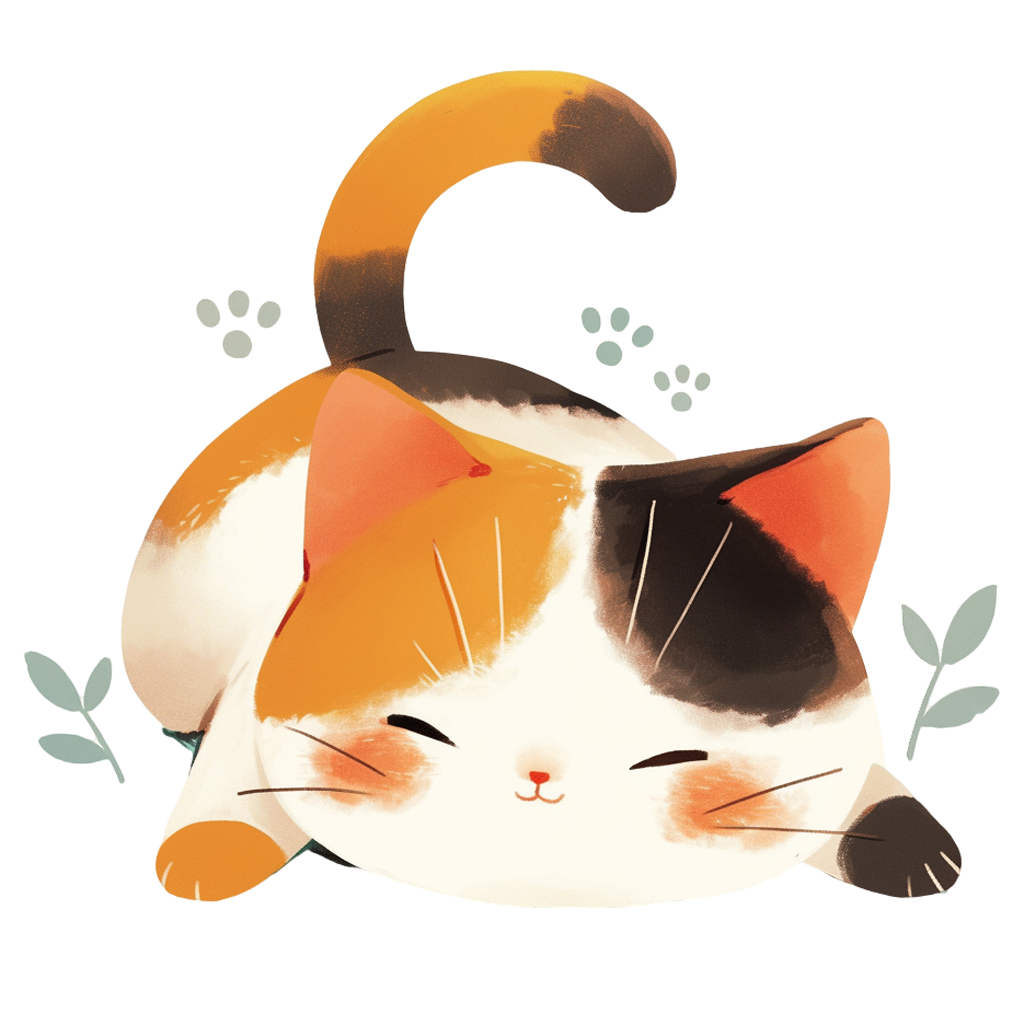 Cute illustration of a calico cat