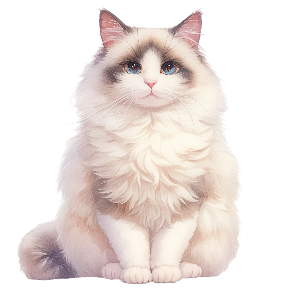 Cute illustration of a Ragdoll cat