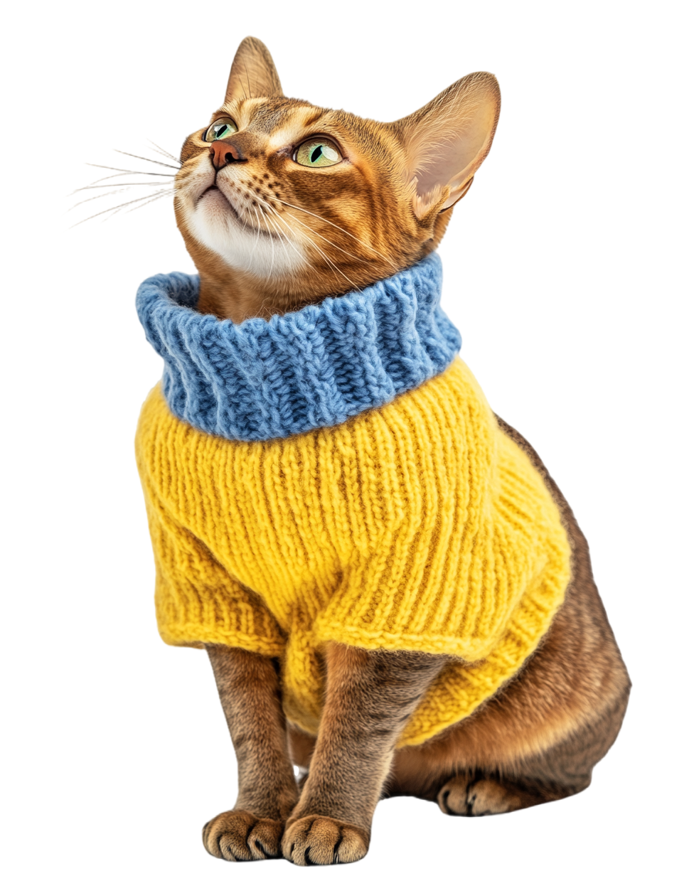 Illustration of a cat wearing a sweater