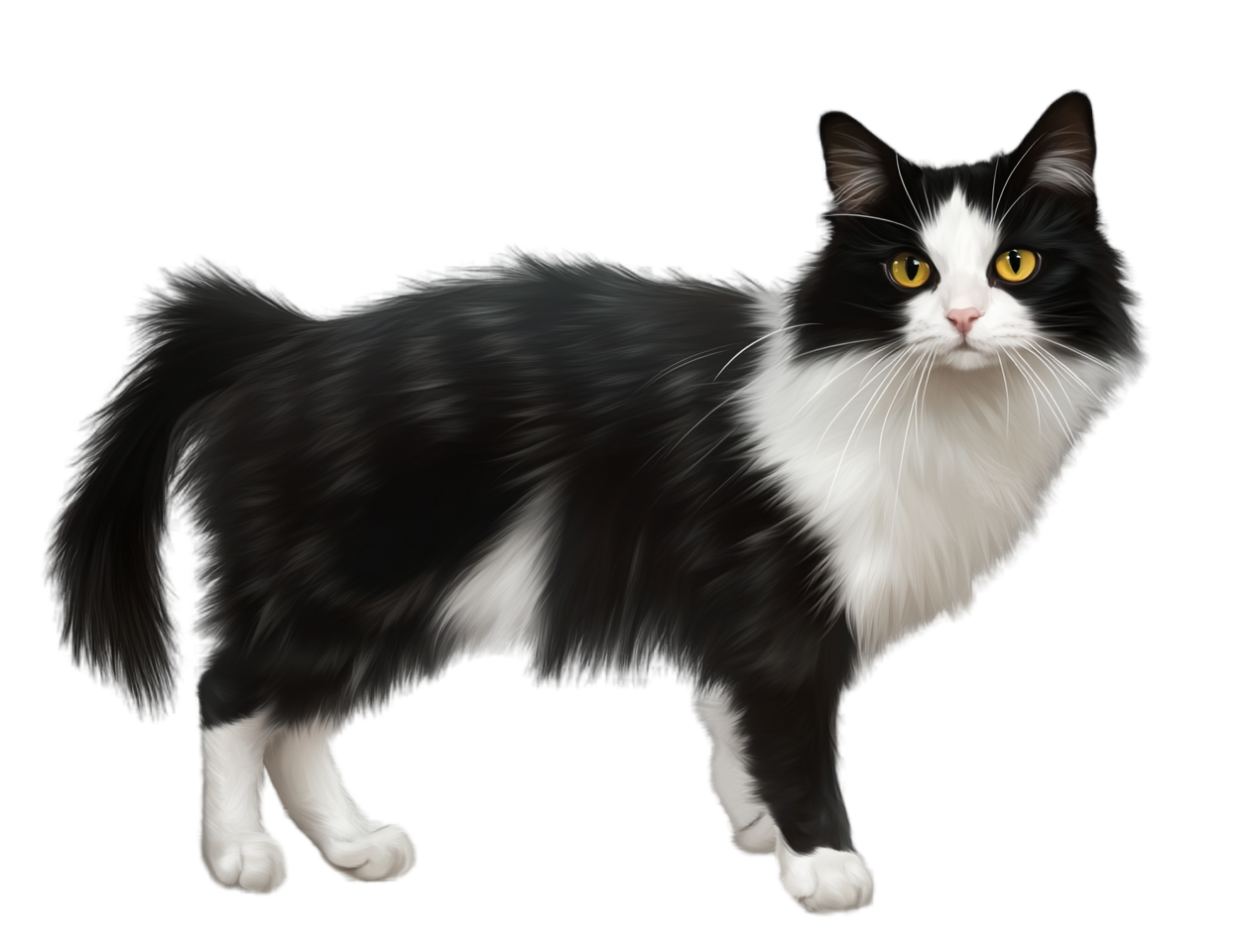 Black and white cat cartoon elements