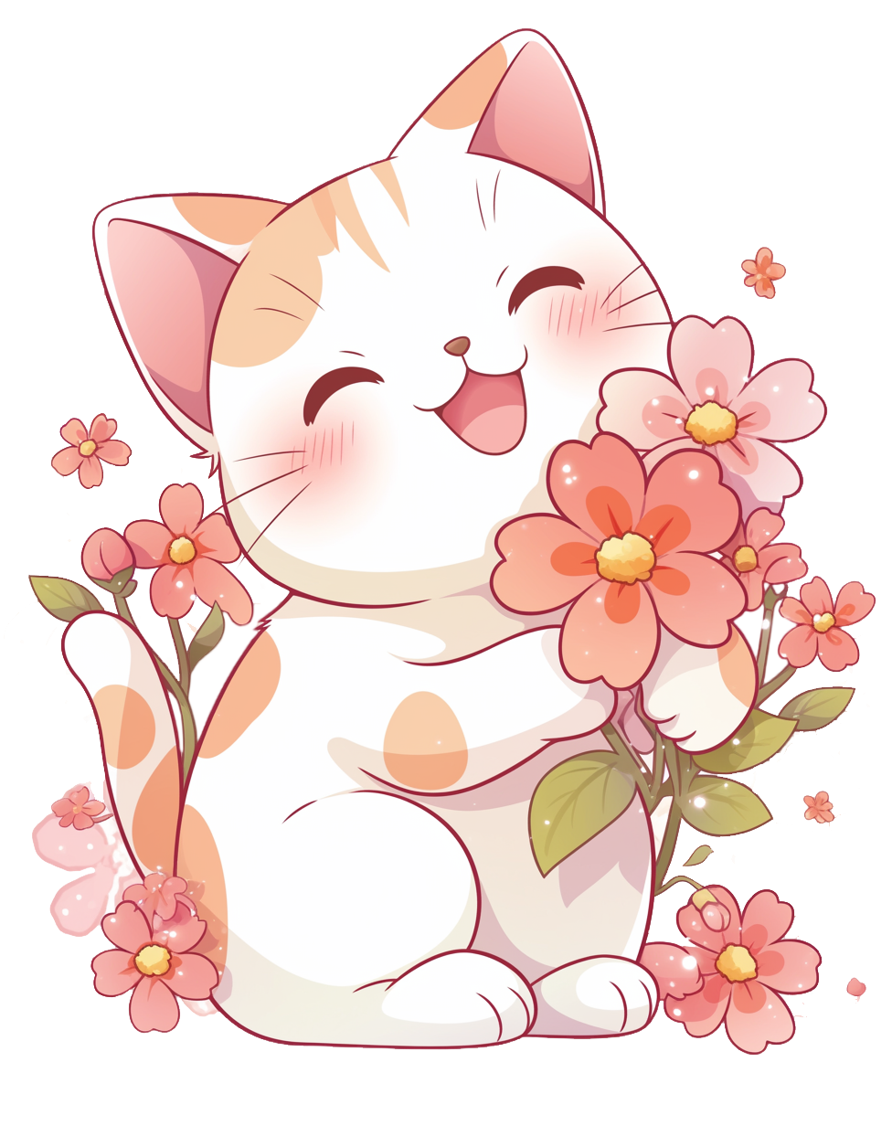 Cat Flower PNG Graphic Material