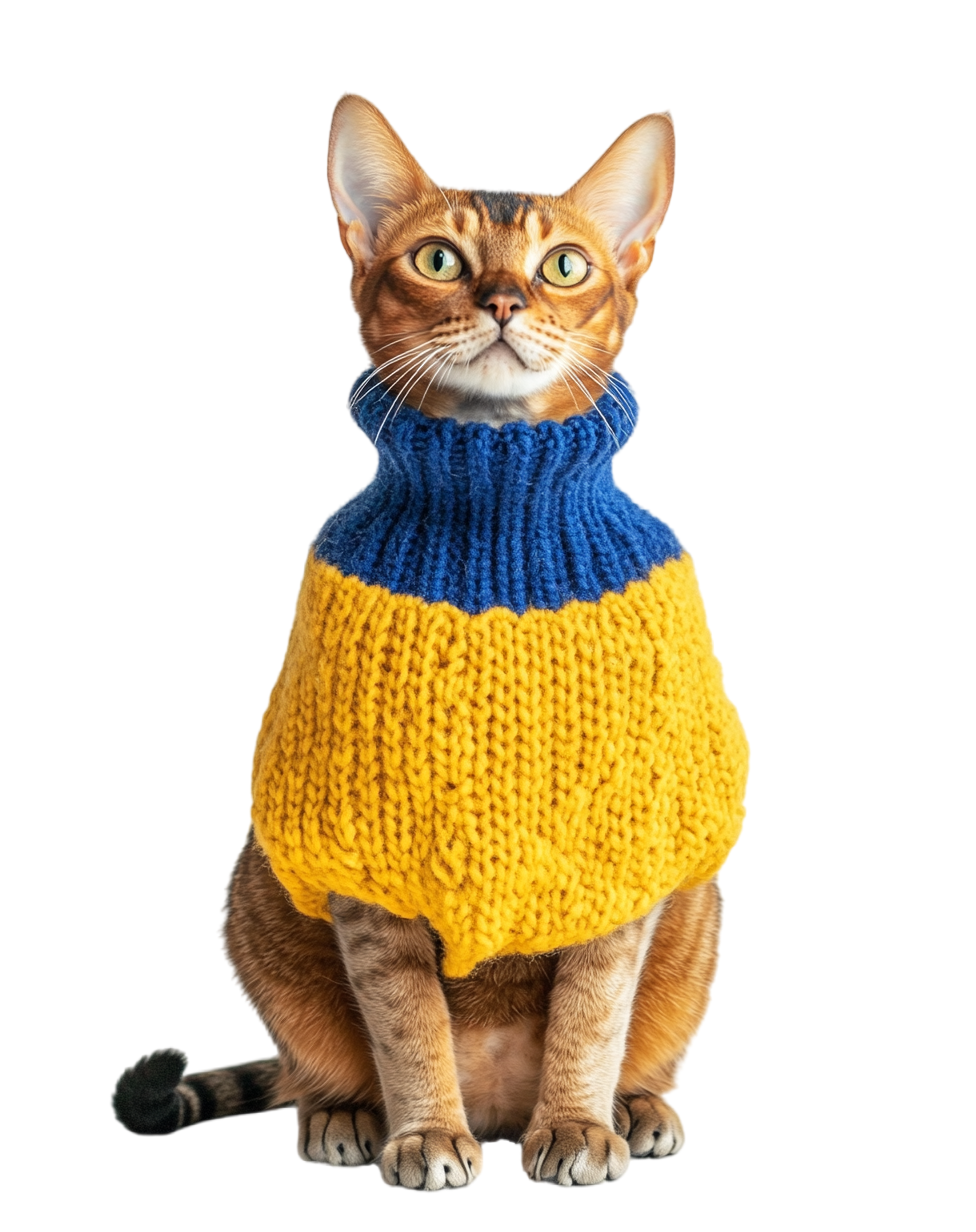 Cat material wearing a sweater