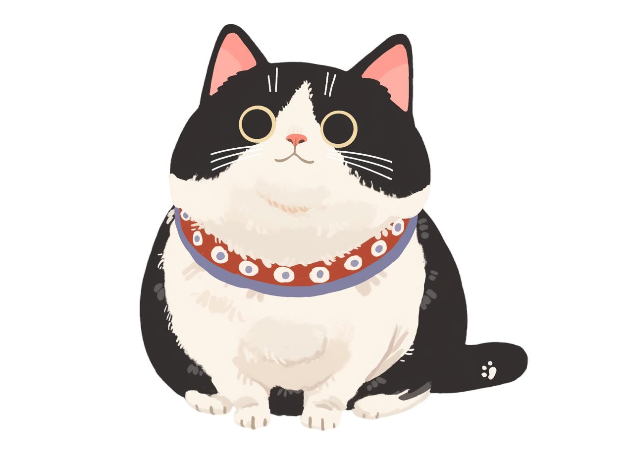 Cute fat cat illustration design elements