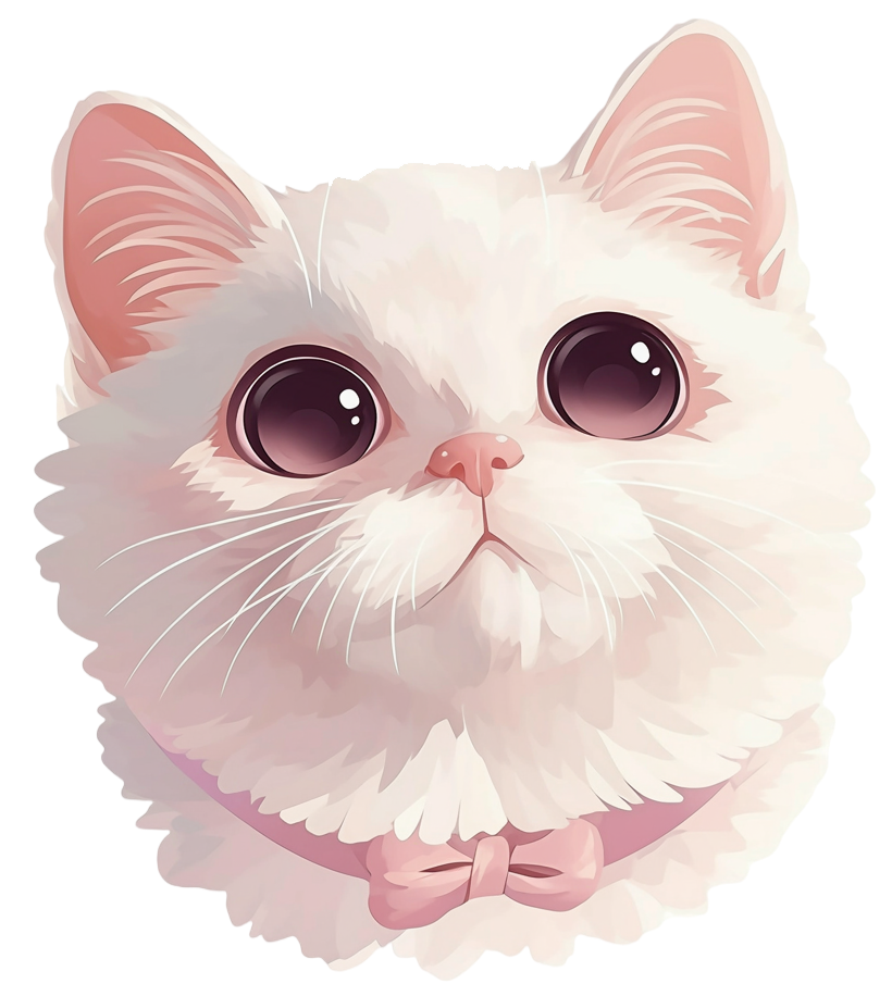 Cute white cat avatar material