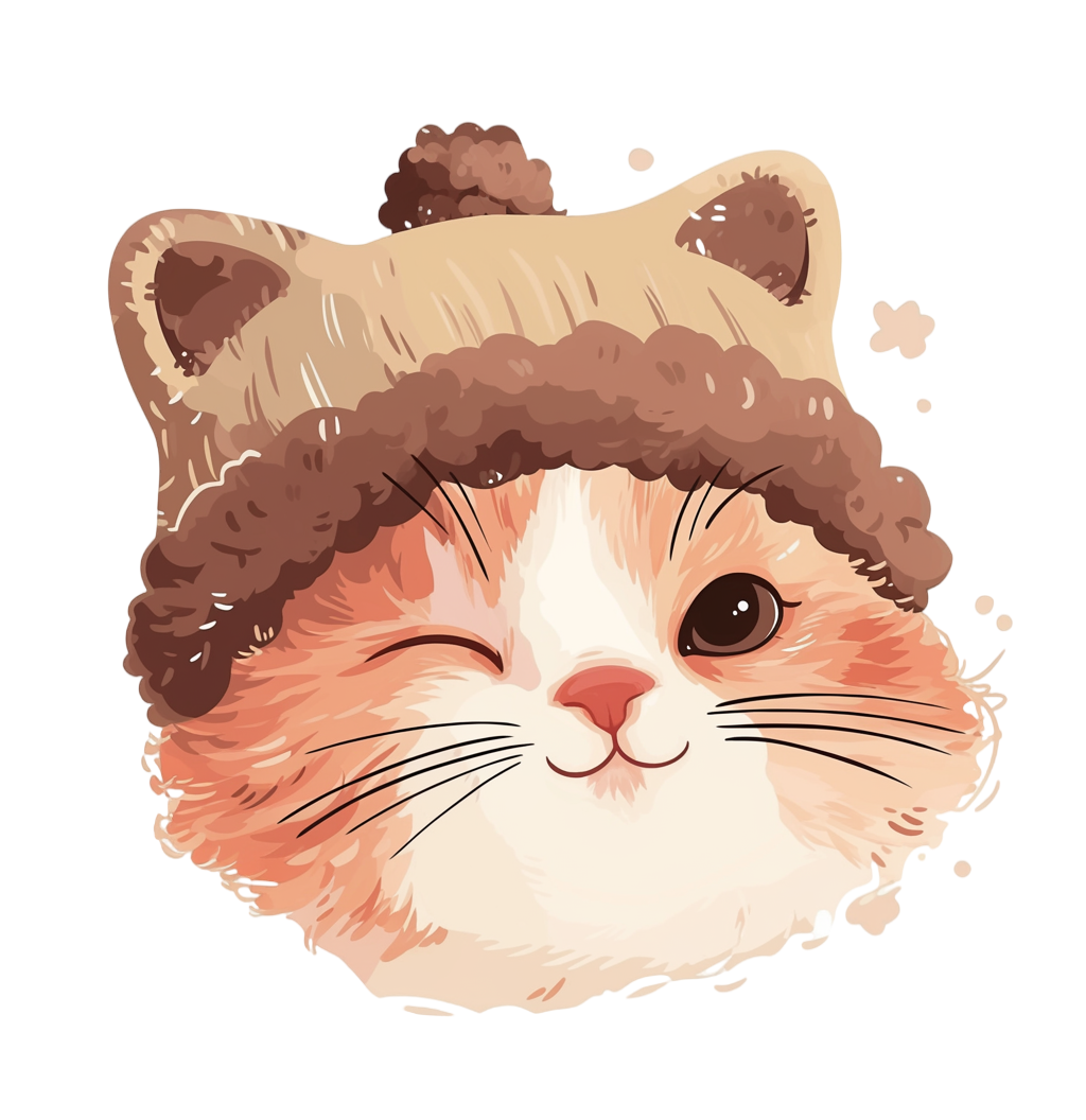 Kitten wearing a hat material