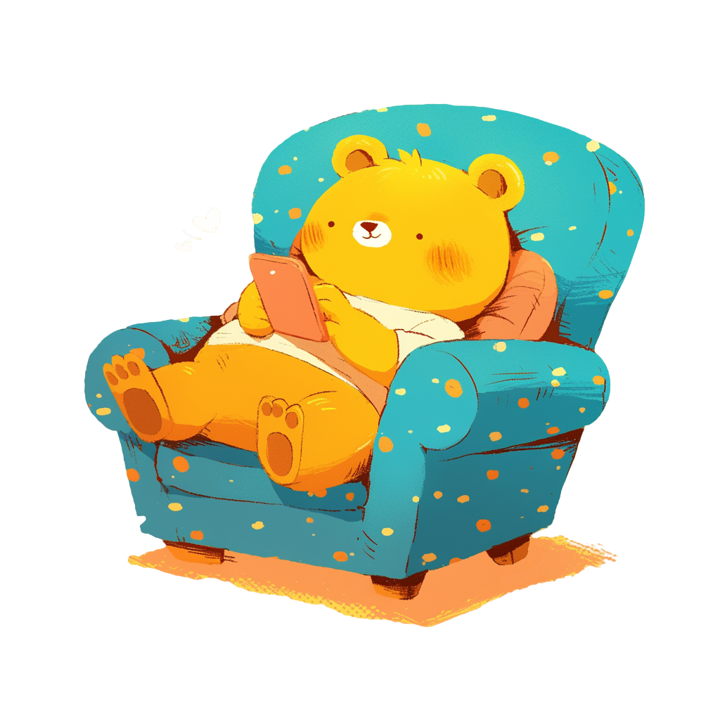 Illustration of a bear on the sofa