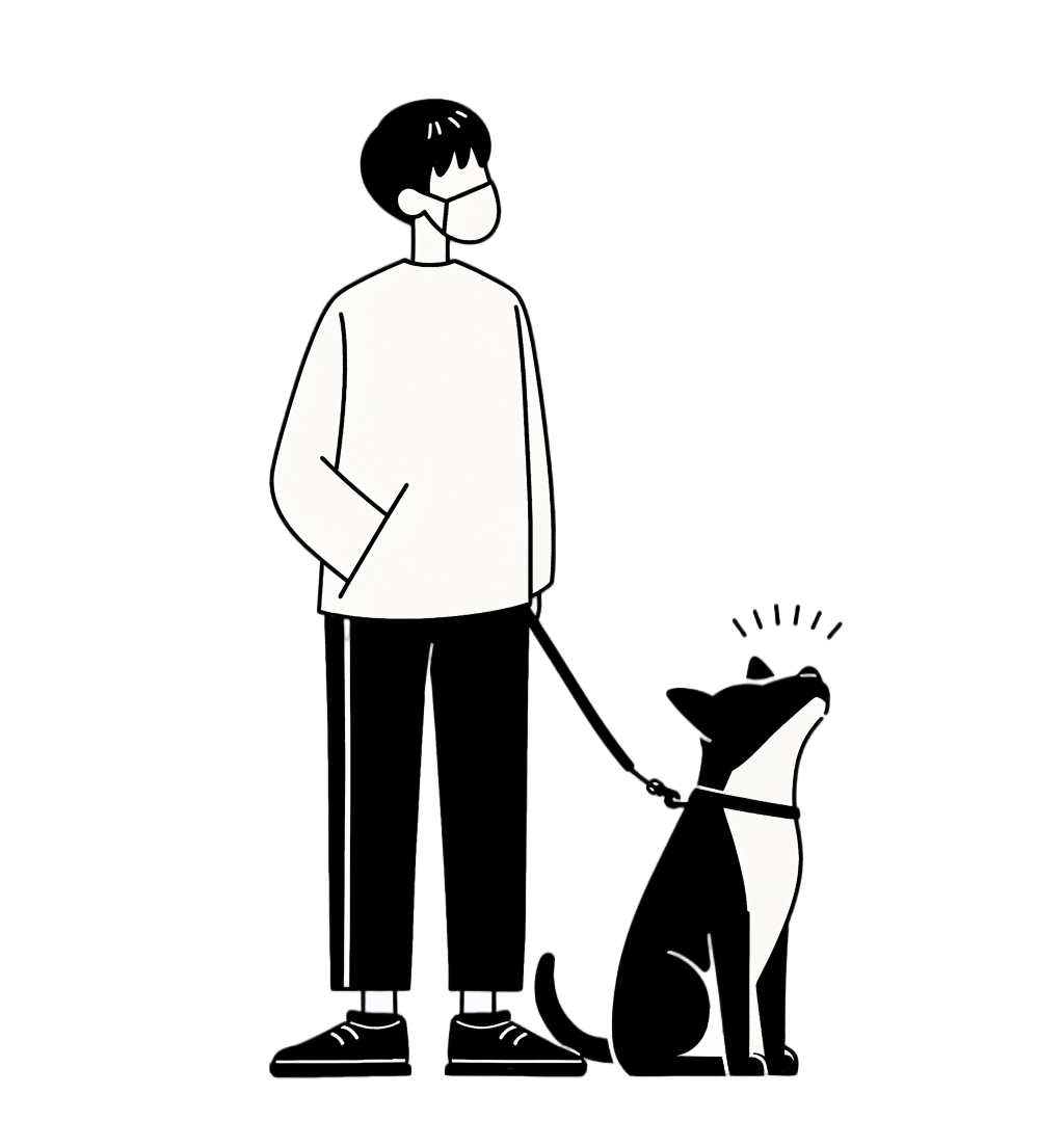 Boy walking dog element