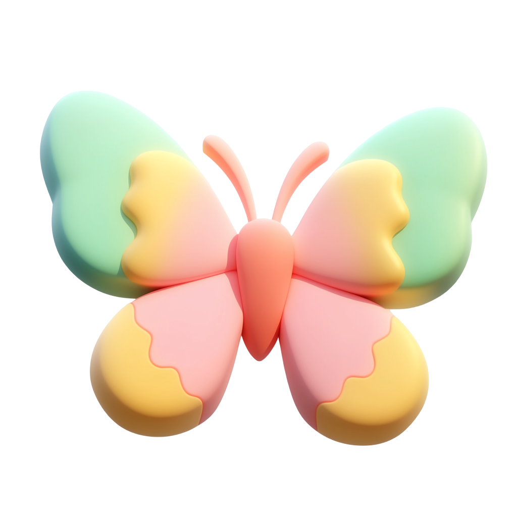 3D Clay Butterfly Element