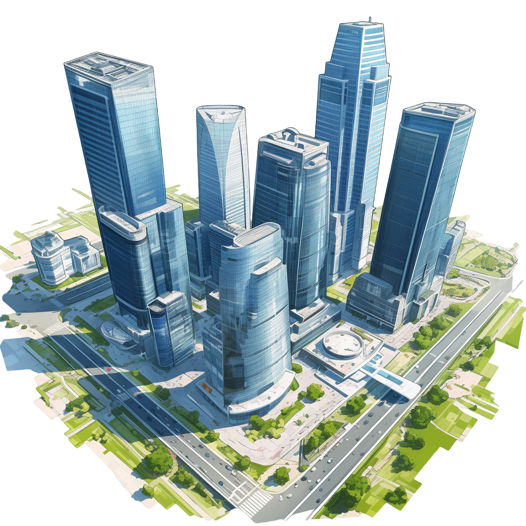 High-tech office building vector architectural material