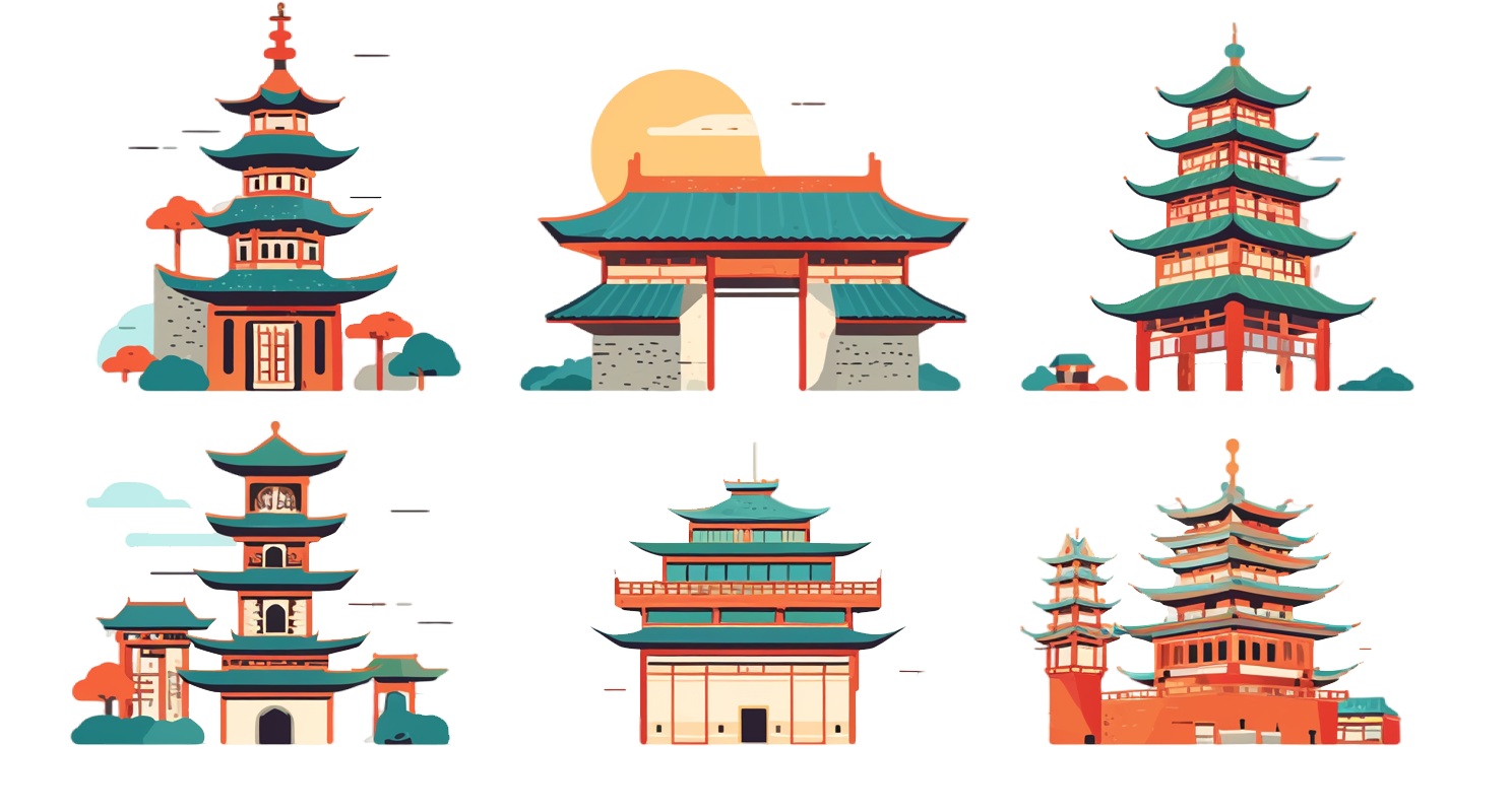 Illustration of Chinese ancient architectural style
