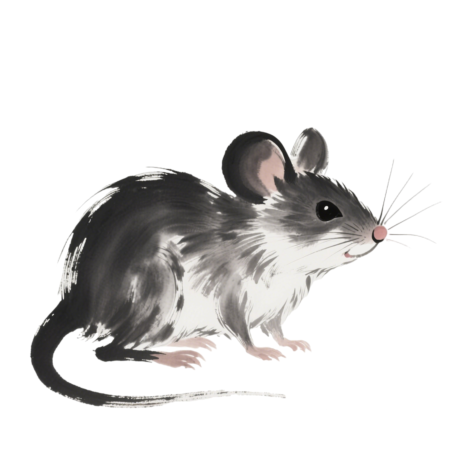 Ink wash mouse doodle PNG material