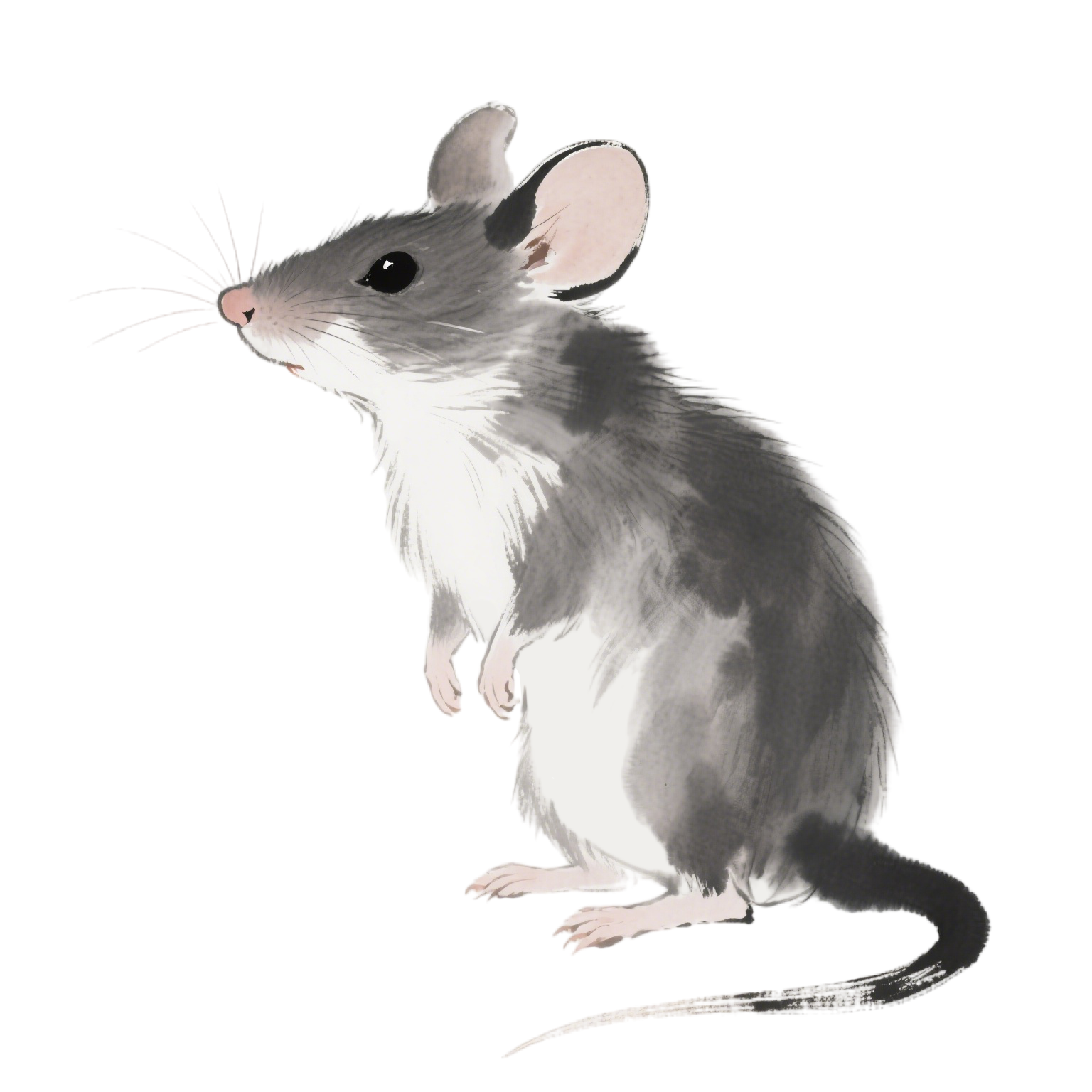 Ink wash mouse doodle PNG illustration