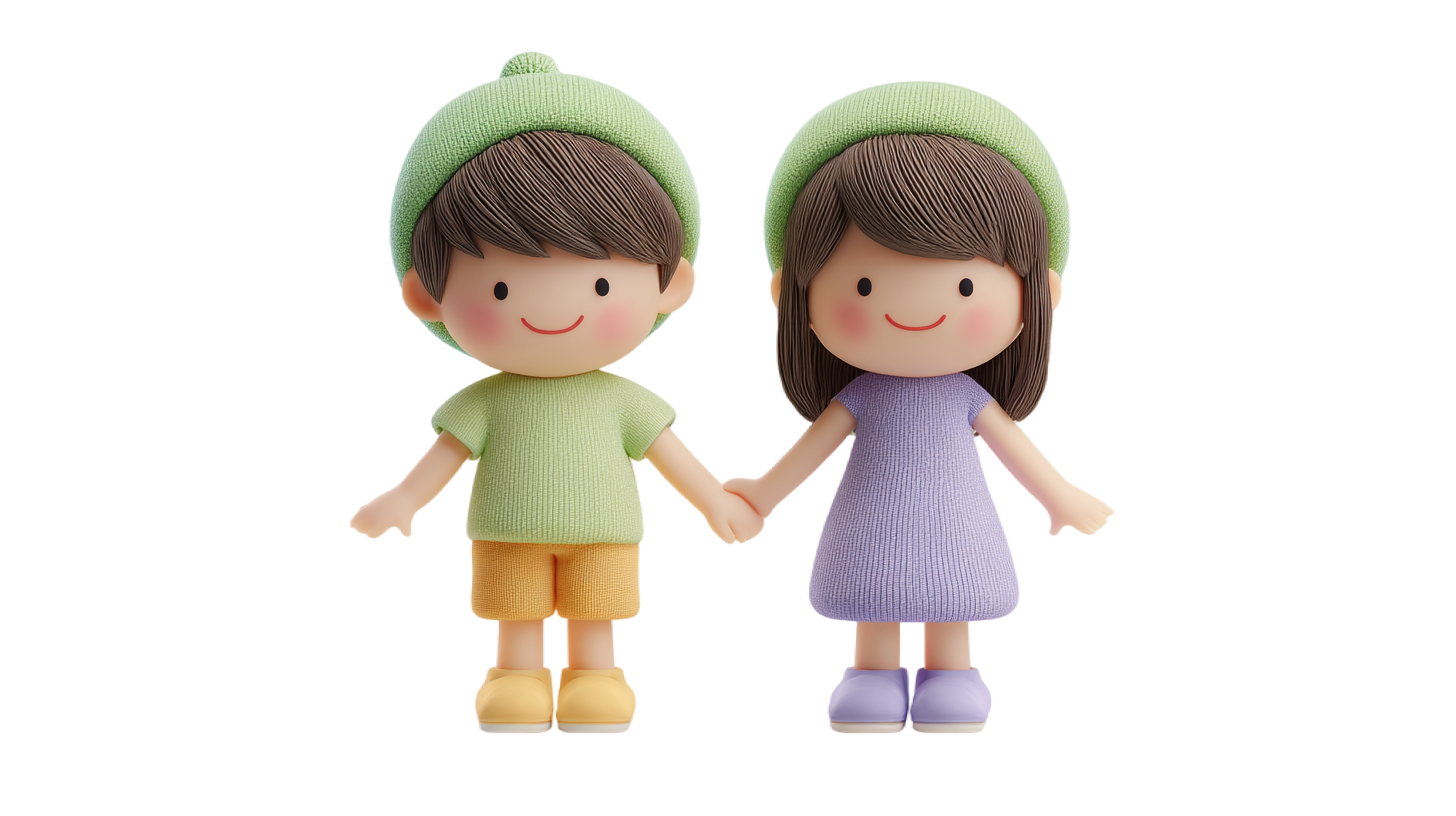 Children Hand in Hand 3D Elements