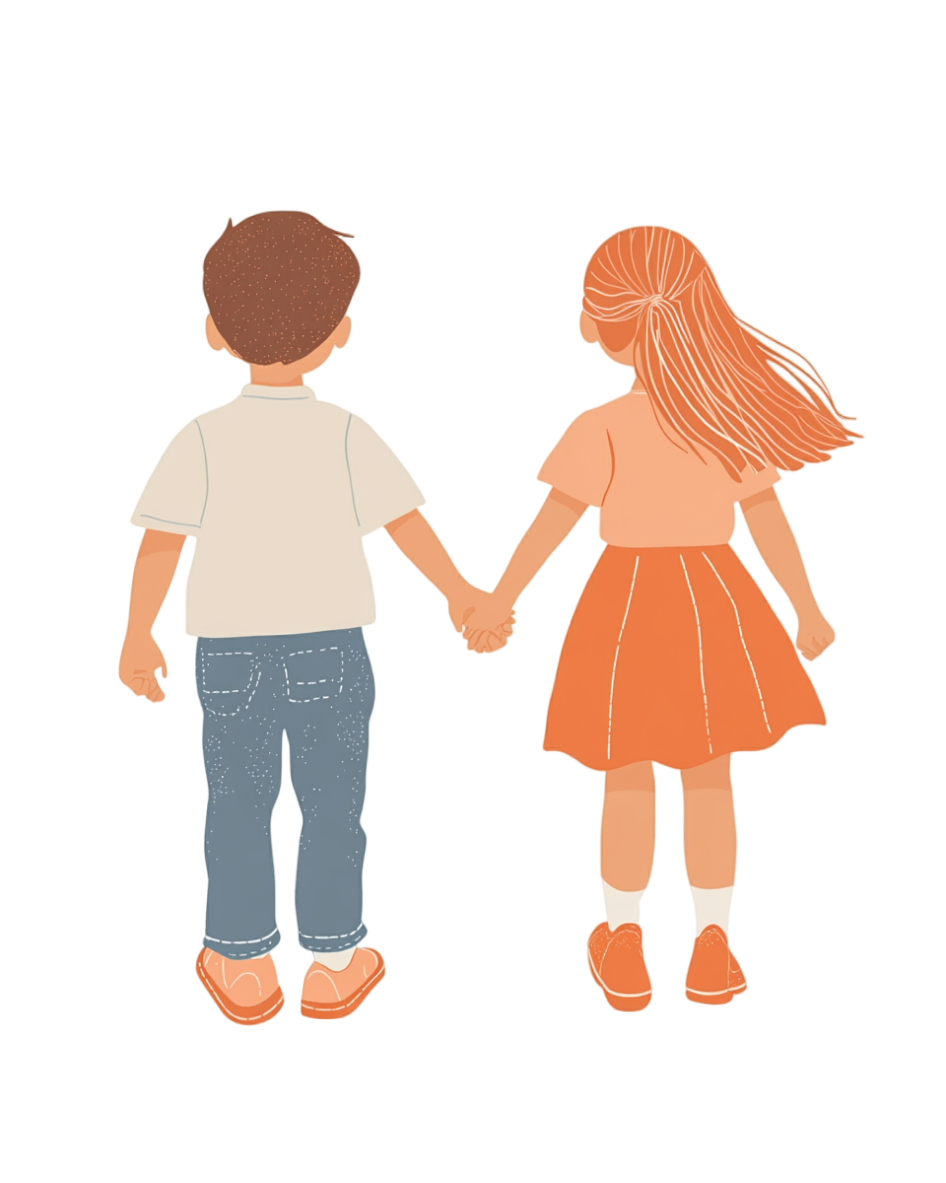 Children holding hands commercial elements