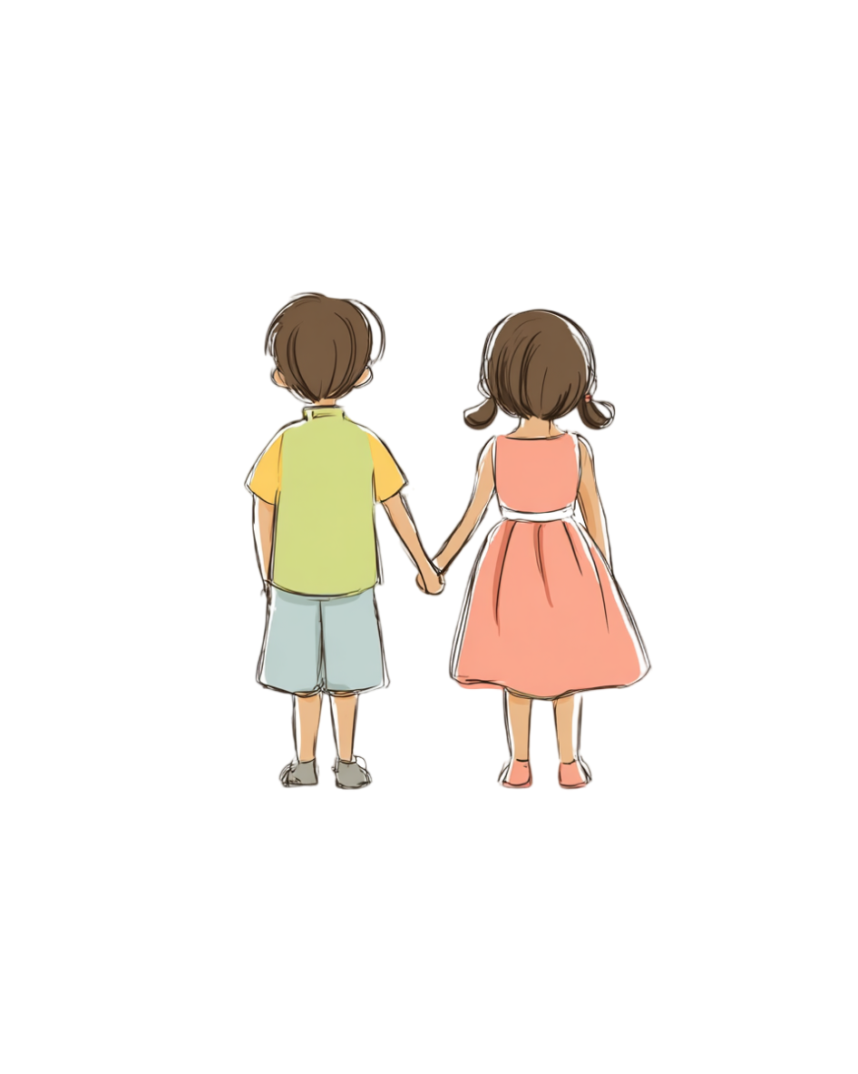 Children Holding Hands PNG Illustration