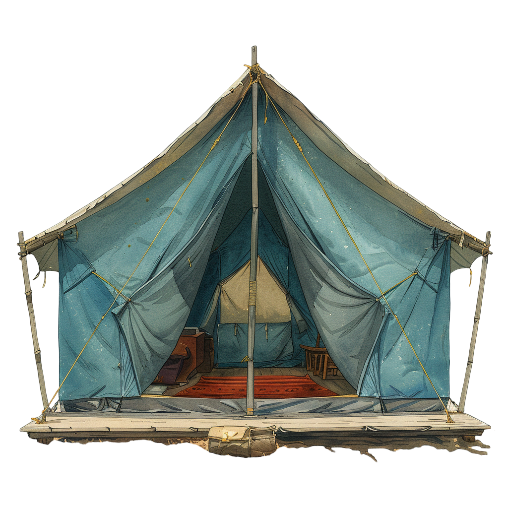 Tent watercolor wind material