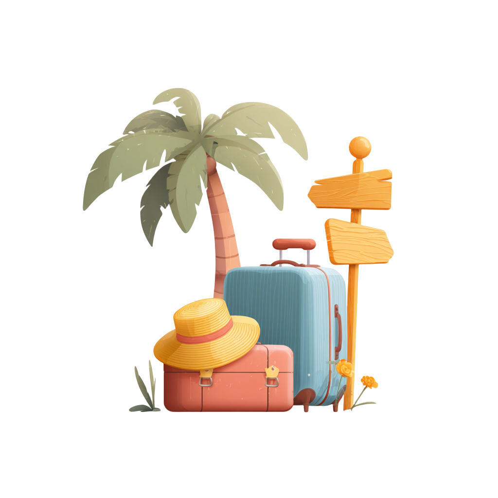 3D suitcase vacation elements