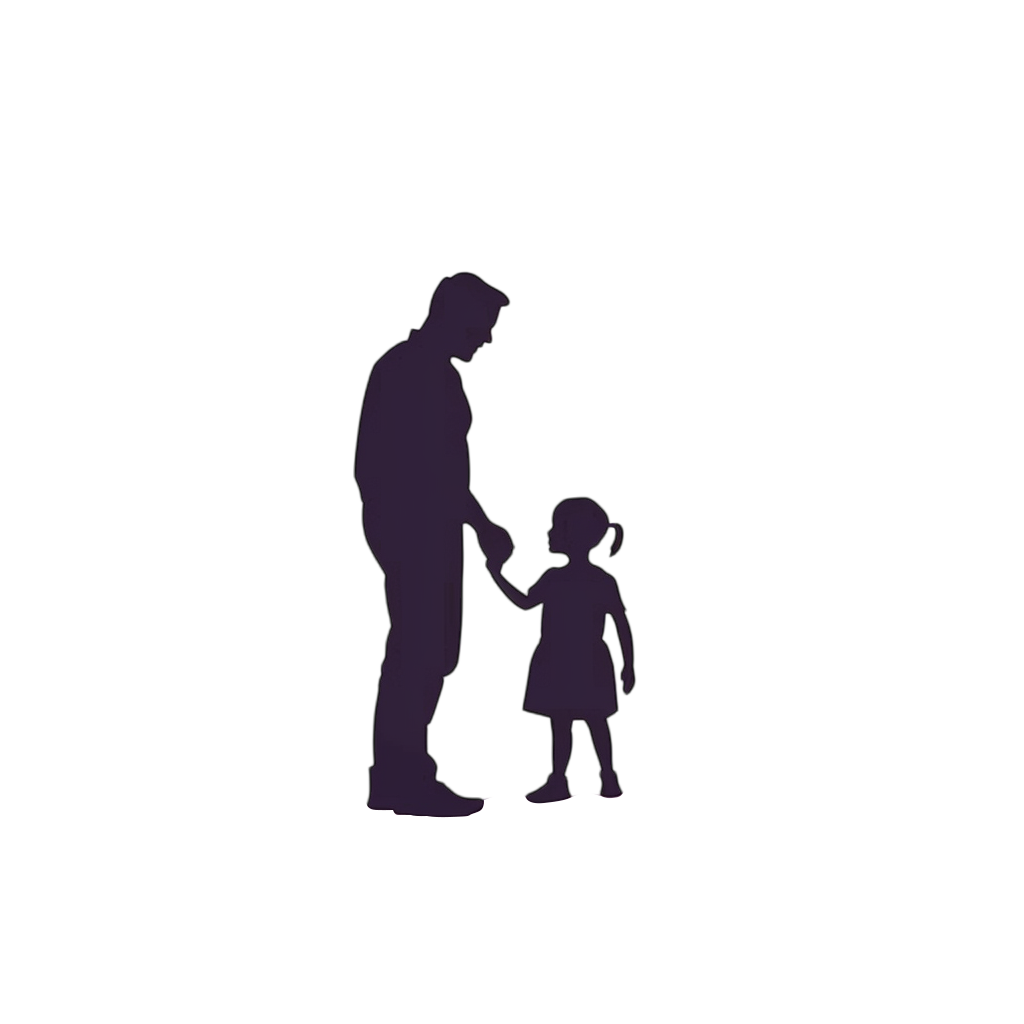 Father's Day Father-Daughter Silhouette Elements