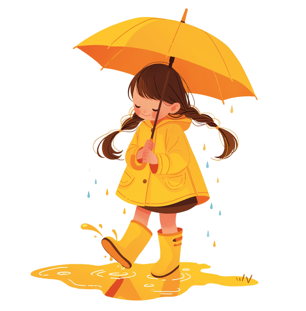 Cute Raincoat Girl Material