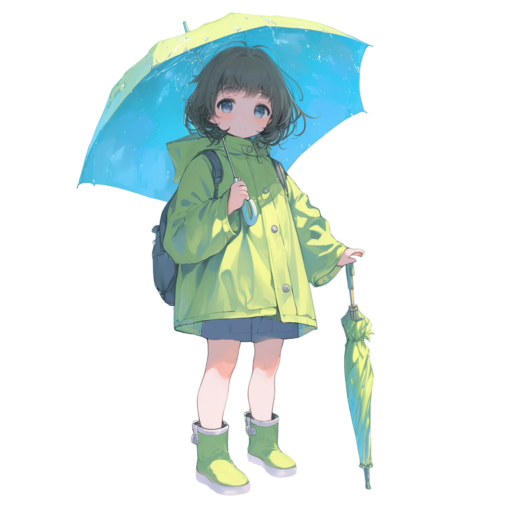 Cute Raincoat Girl Illustration