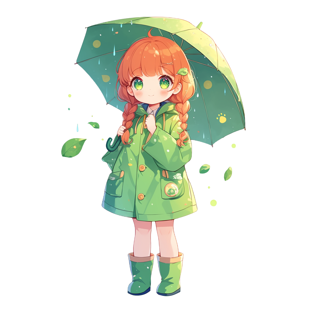 Girl with an umbrella on a rainy day
