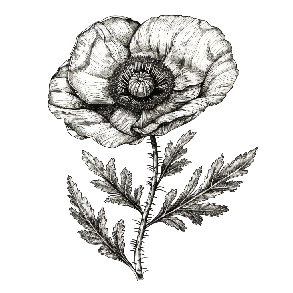 Poppy flower minimalist line element