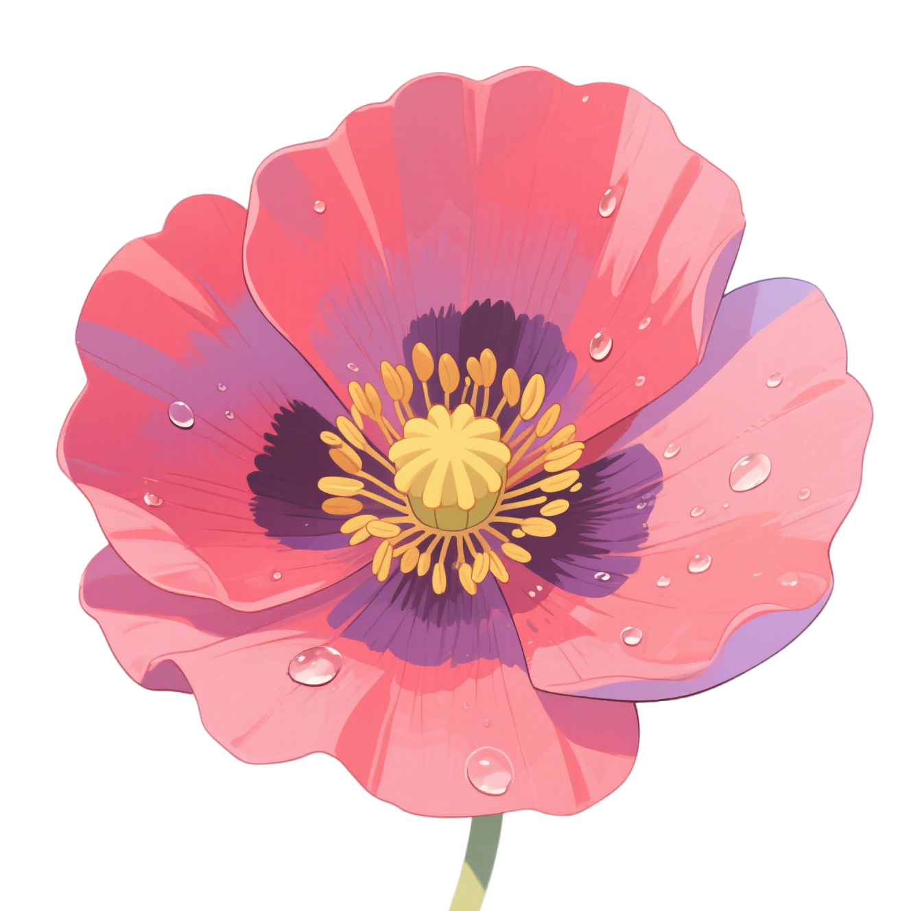 Pink Poppy Flower Illustration