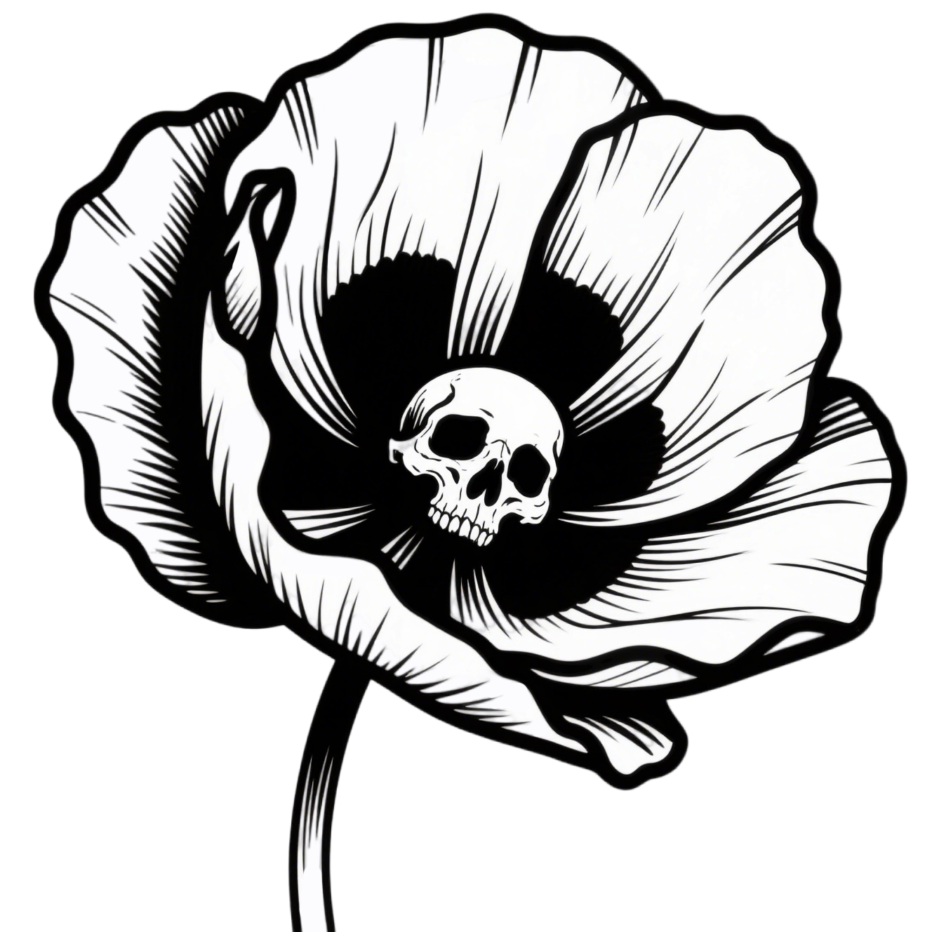 Poppy flower skull element